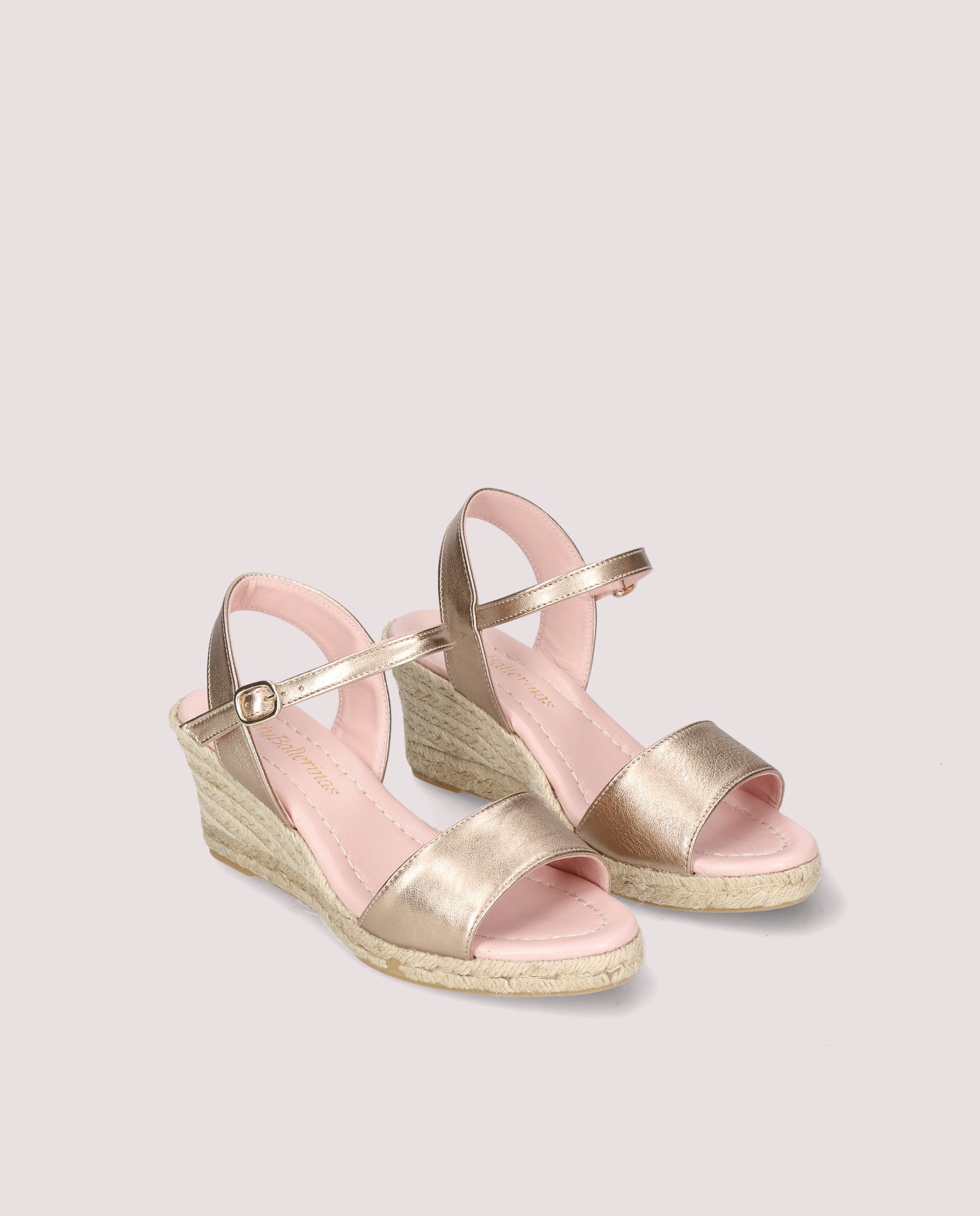 Image of Deborah espadrille in nude metallic leather by PrettyBallerinas