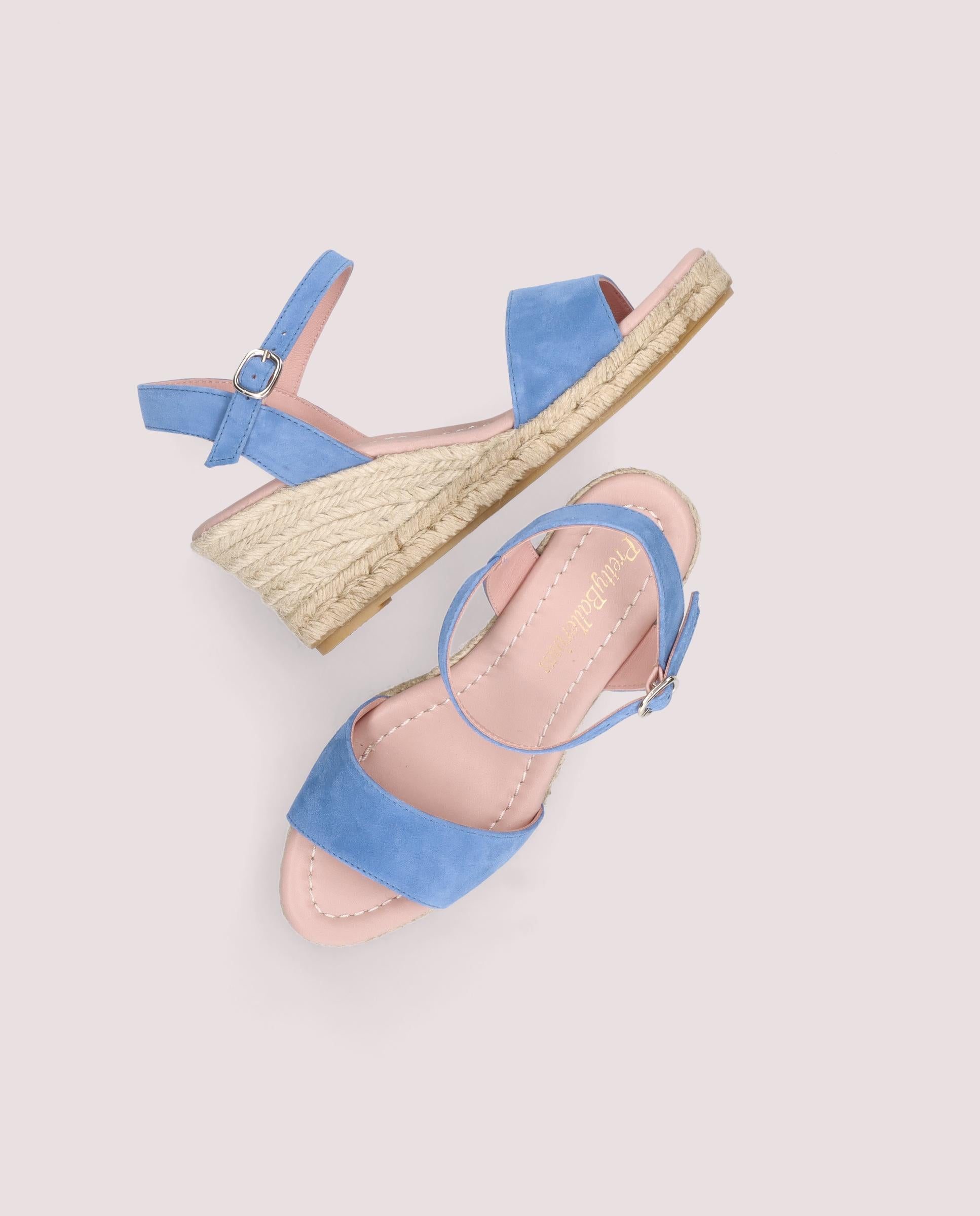 Deborah Blue Suede Esparto Espadrilles