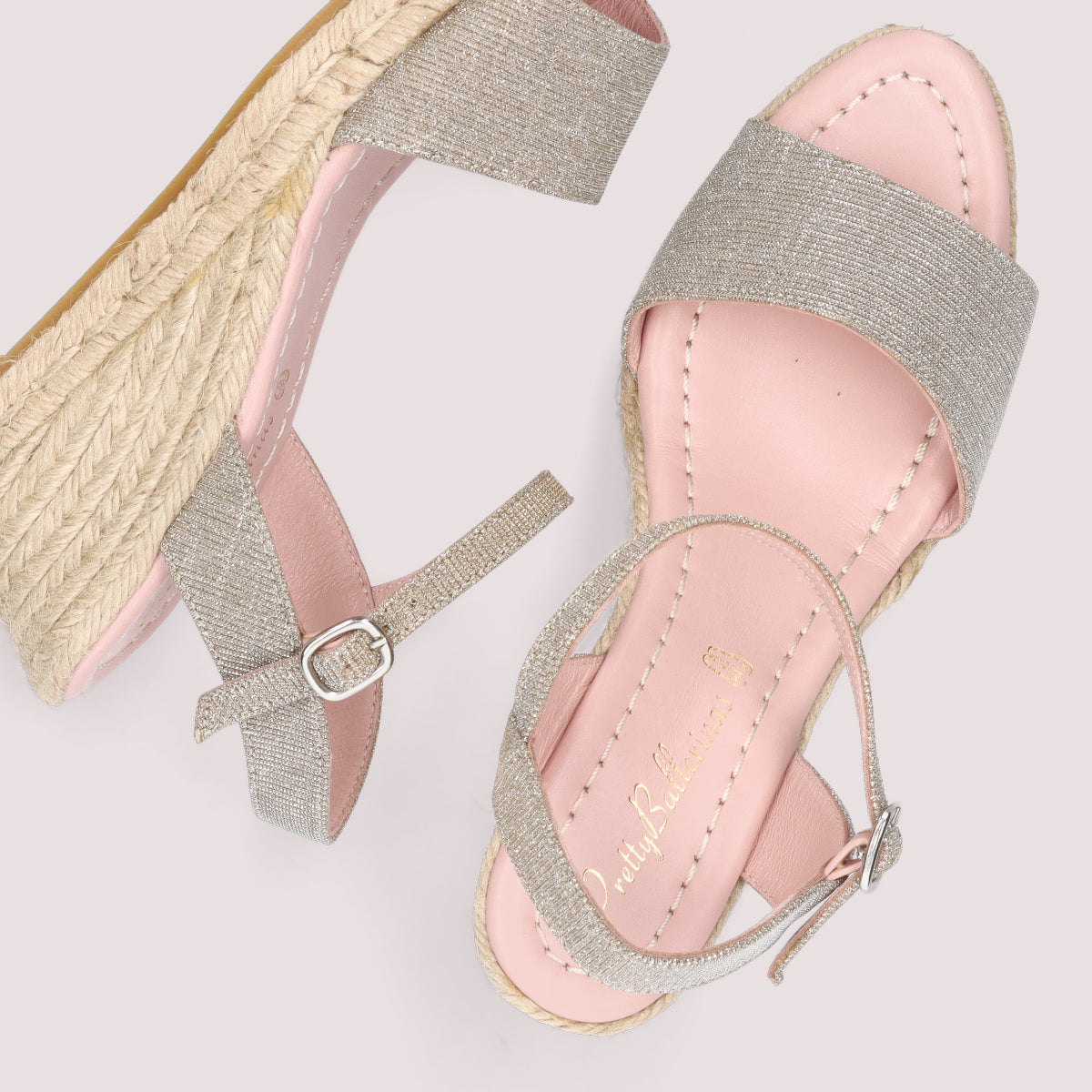 Deborah Silver Woven Jute Espadrilles