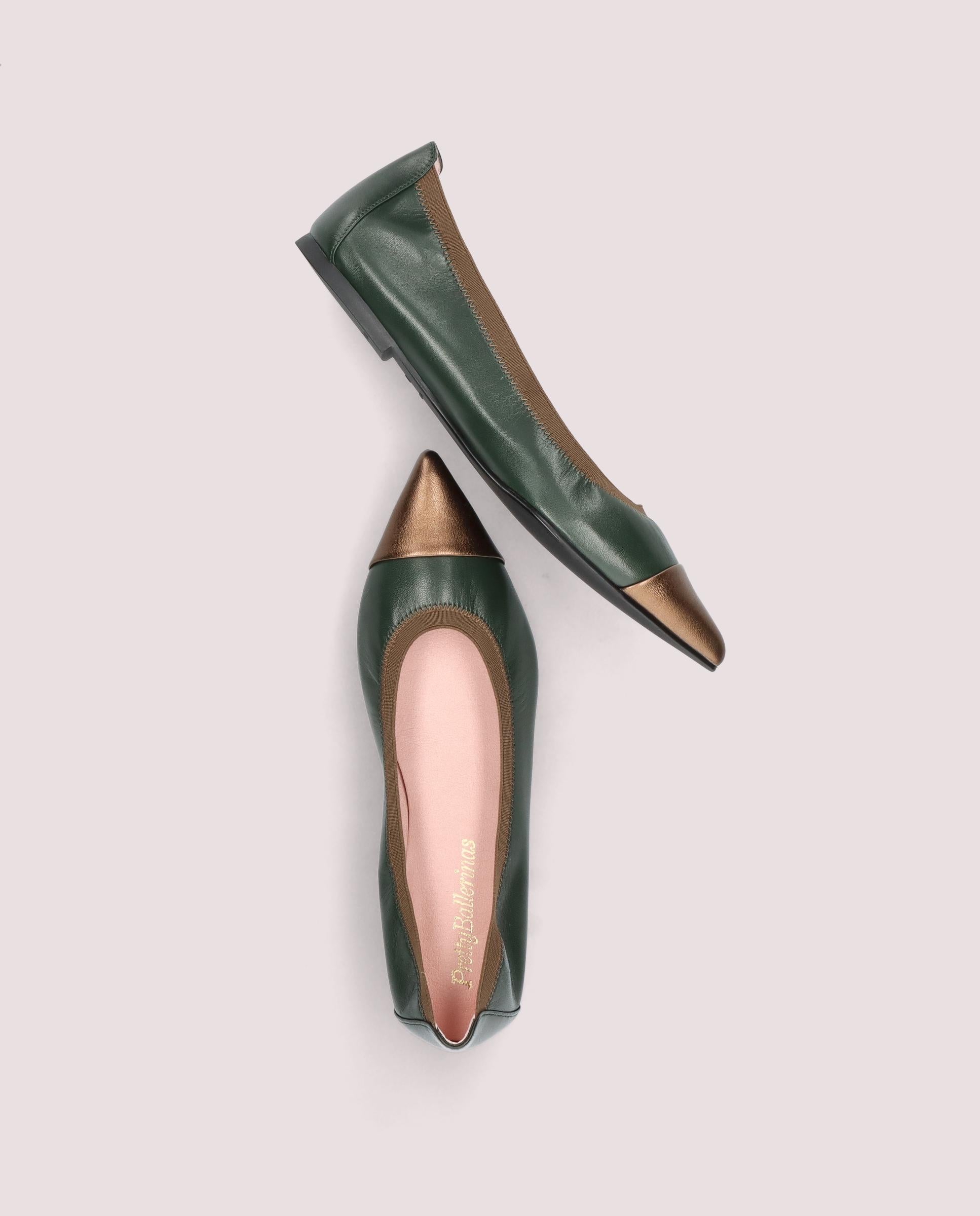 Ballerines en cuir vert Ella