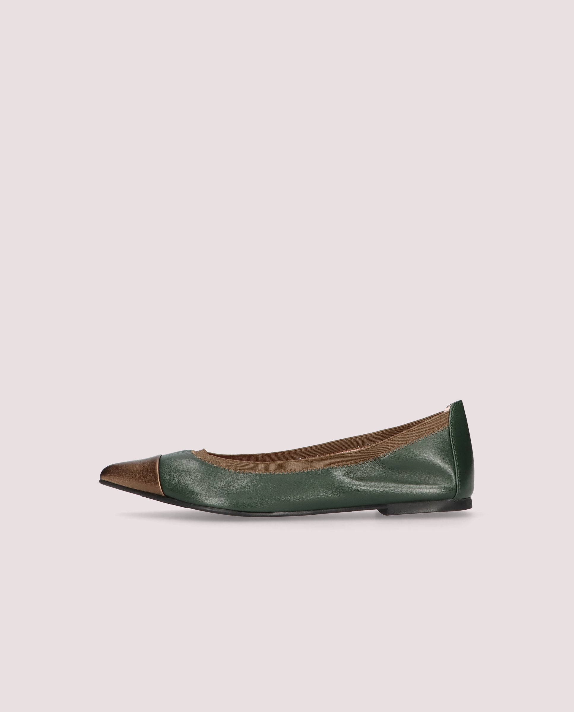 Ella GREEN LEATHER Ballet Flats