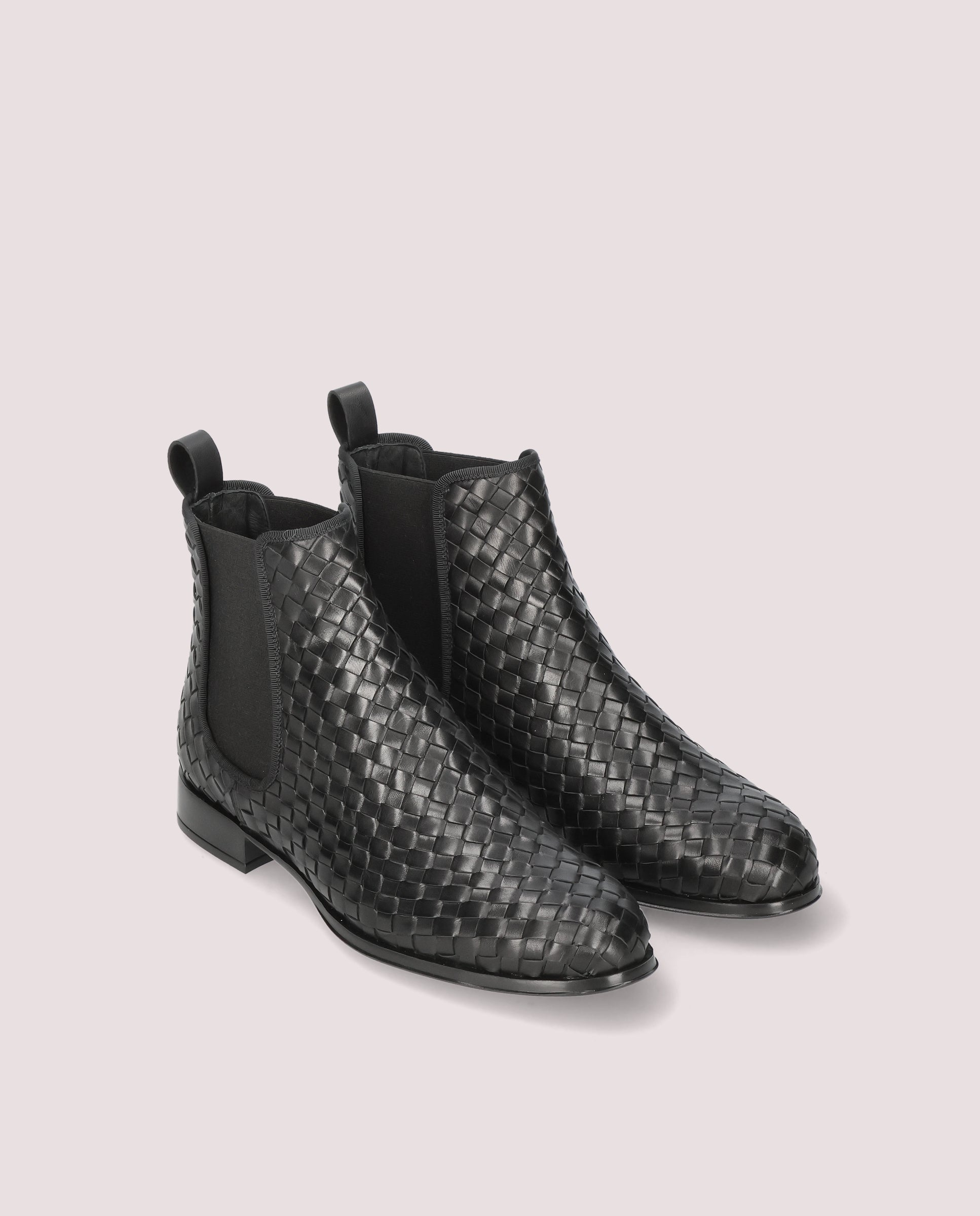 Image of Pat boot in black woven leather by PrettyBallerinas