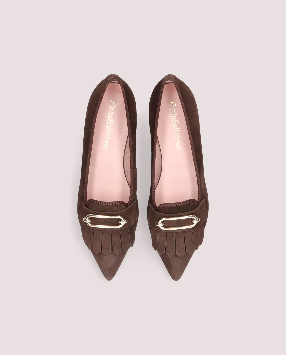 Vista alternativa de Loafers Ella Marrones Ante por PrettyBallerinas