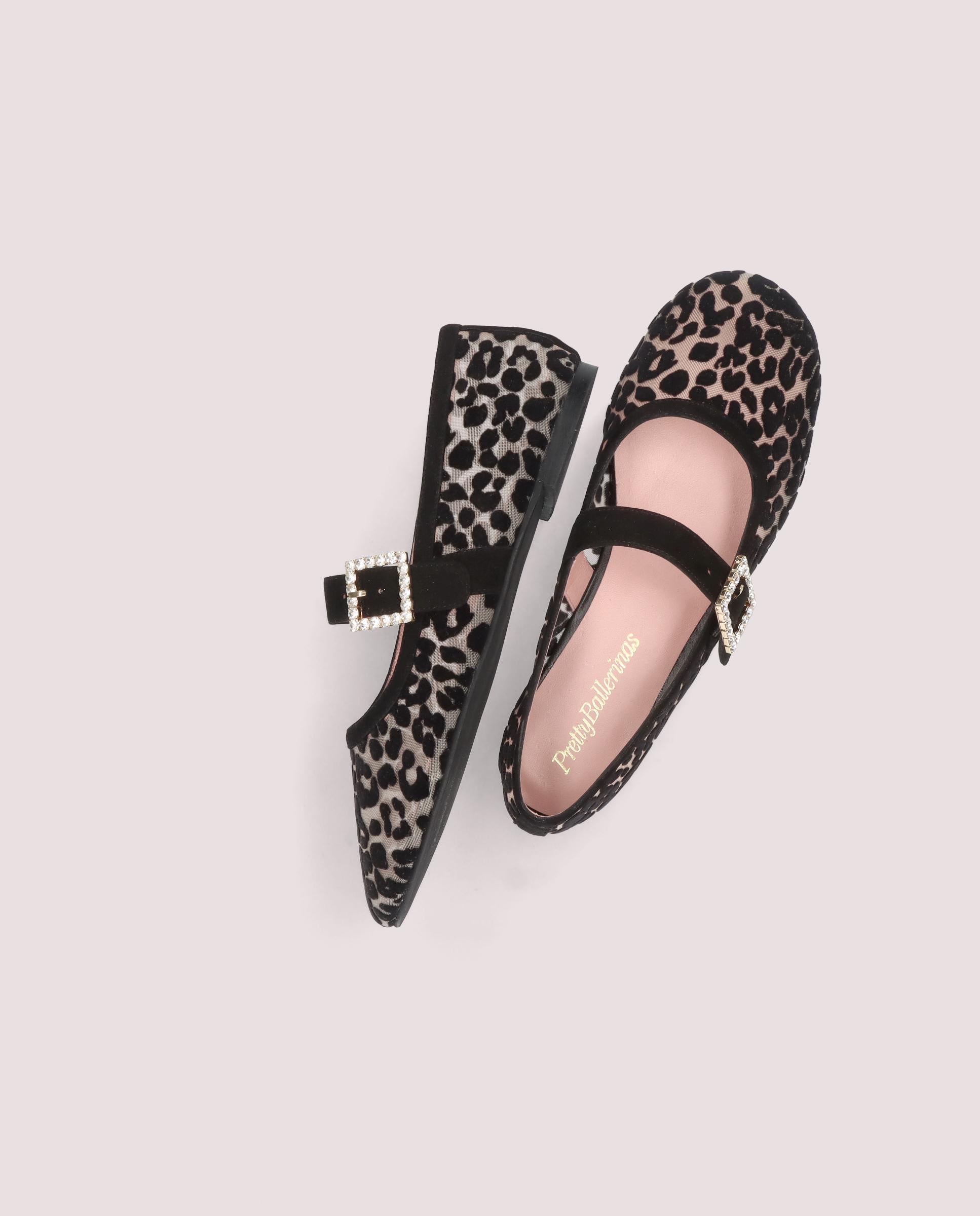 Georgia ballerina in black leopard print mesh