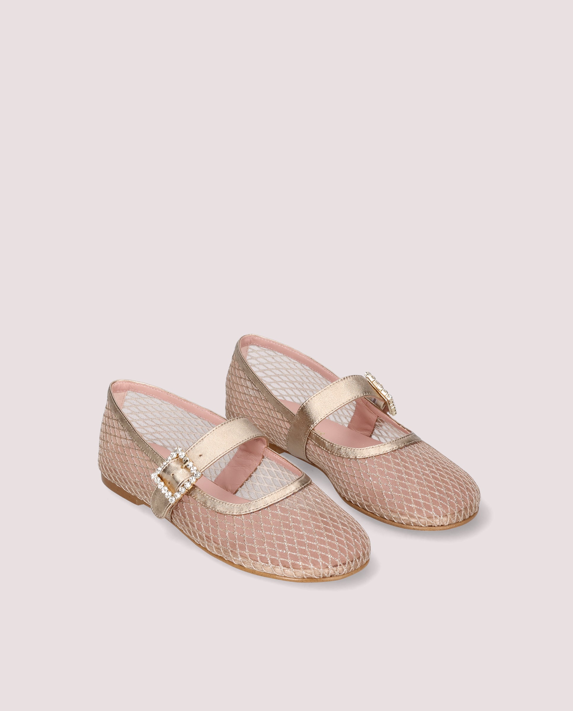 Image of Georgia ballerina in nude mesh and metallic leather by PrettyBallerinas