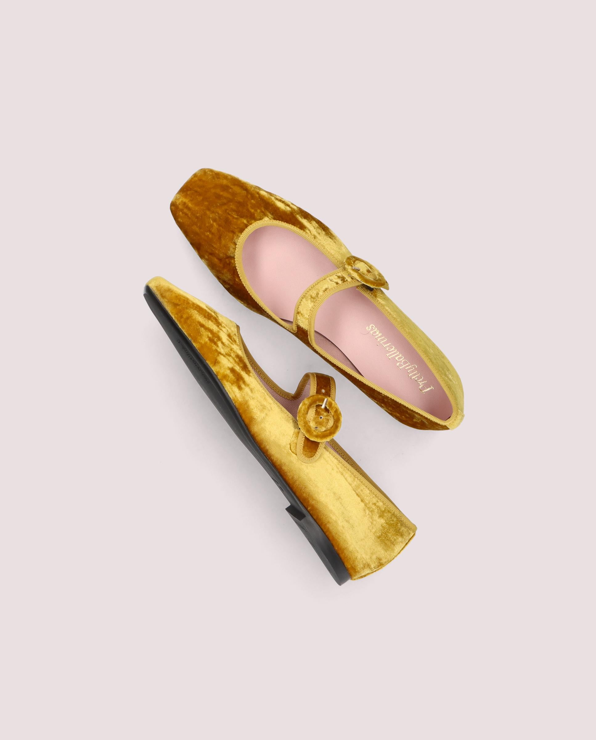 Camille ballerina in ochre velvet