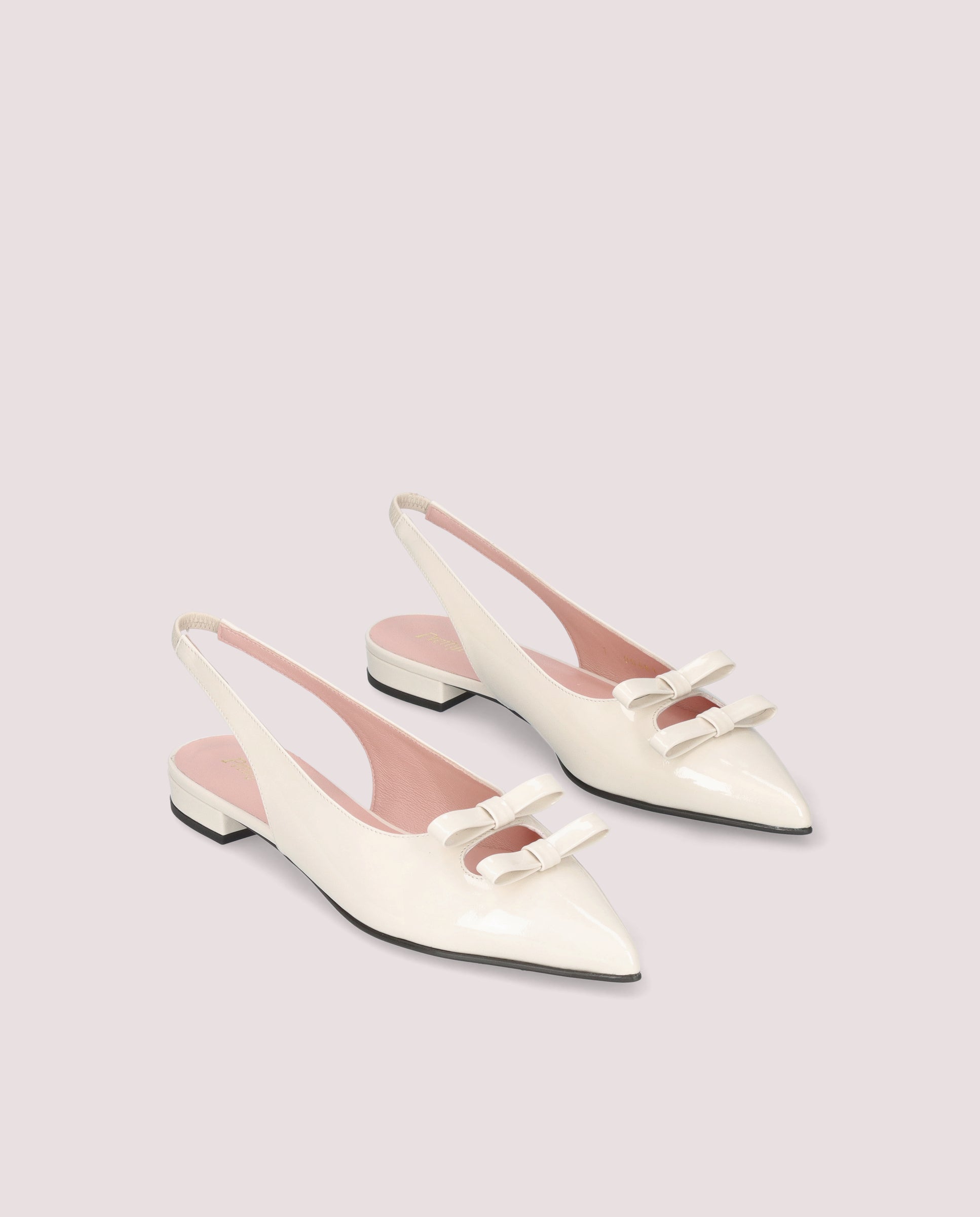 Clementine ballerina in ivory patent leather