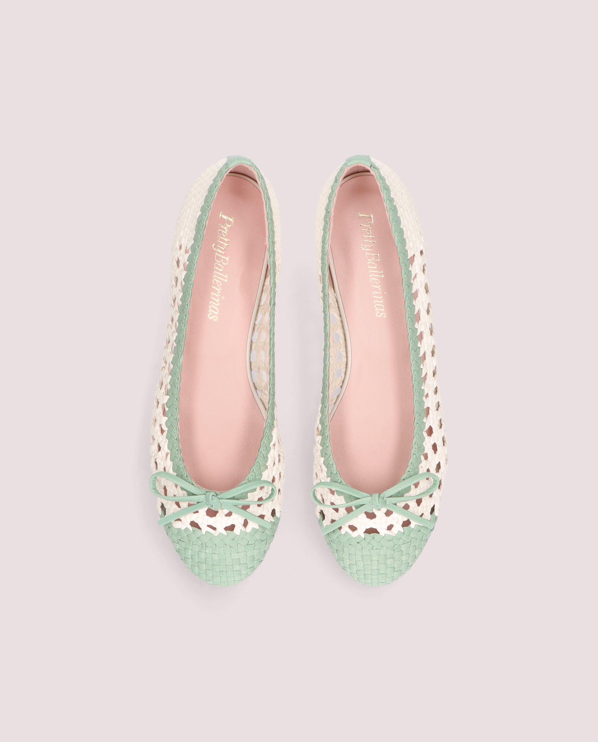 Nicole GREEN LEATHER Ballet Flats