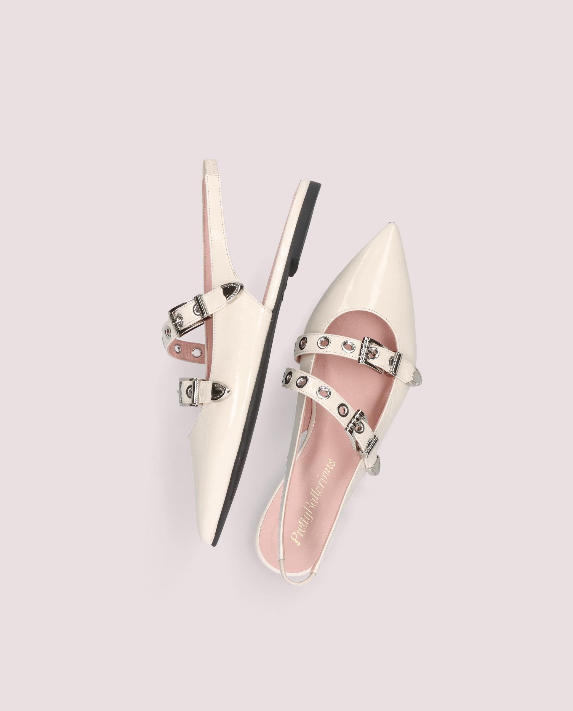 Ella Patent Leather Ballet Flats in WHITE