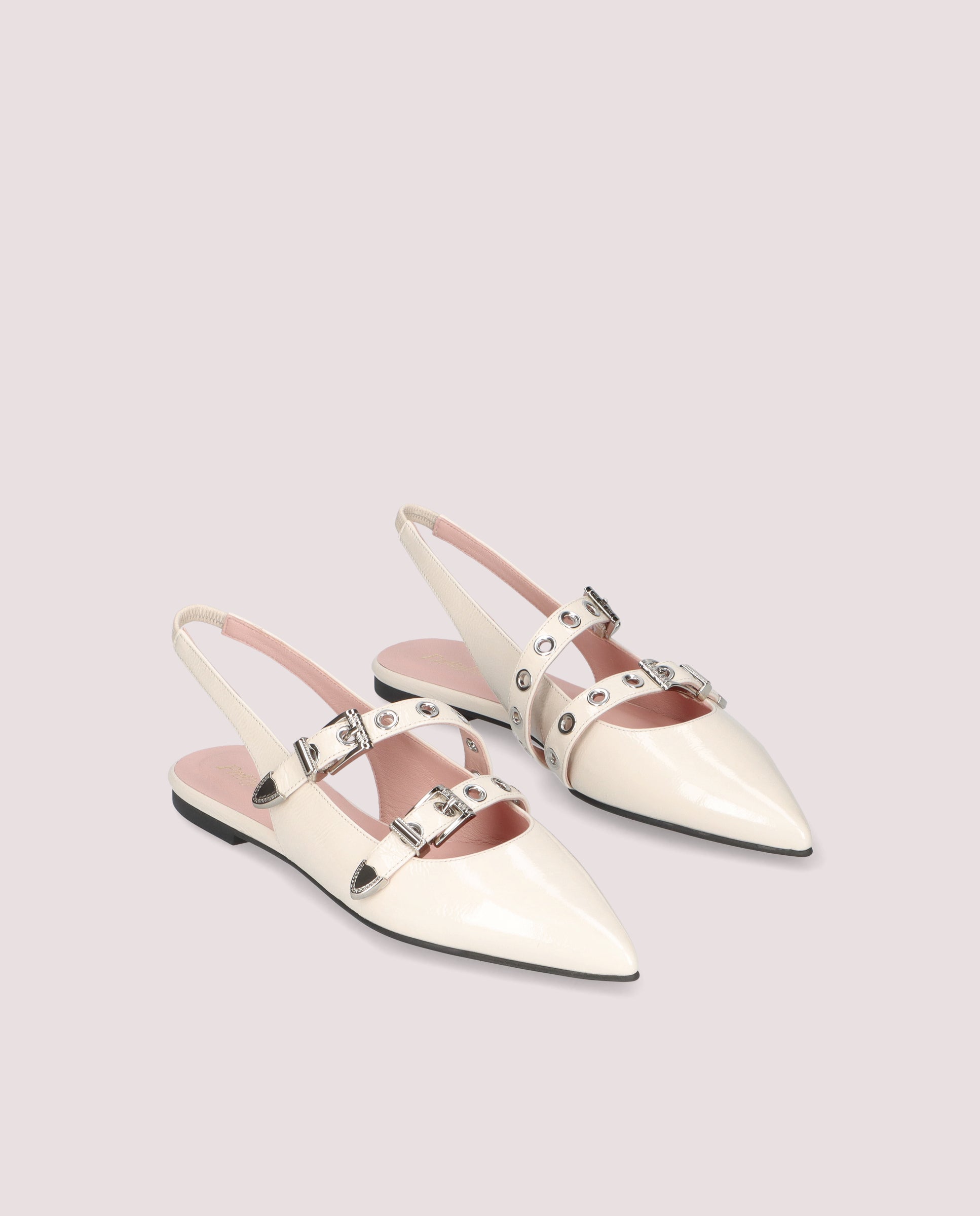 Image of Ella Patent Leather Ballet Flats in WHITE by PrettyBallerinas