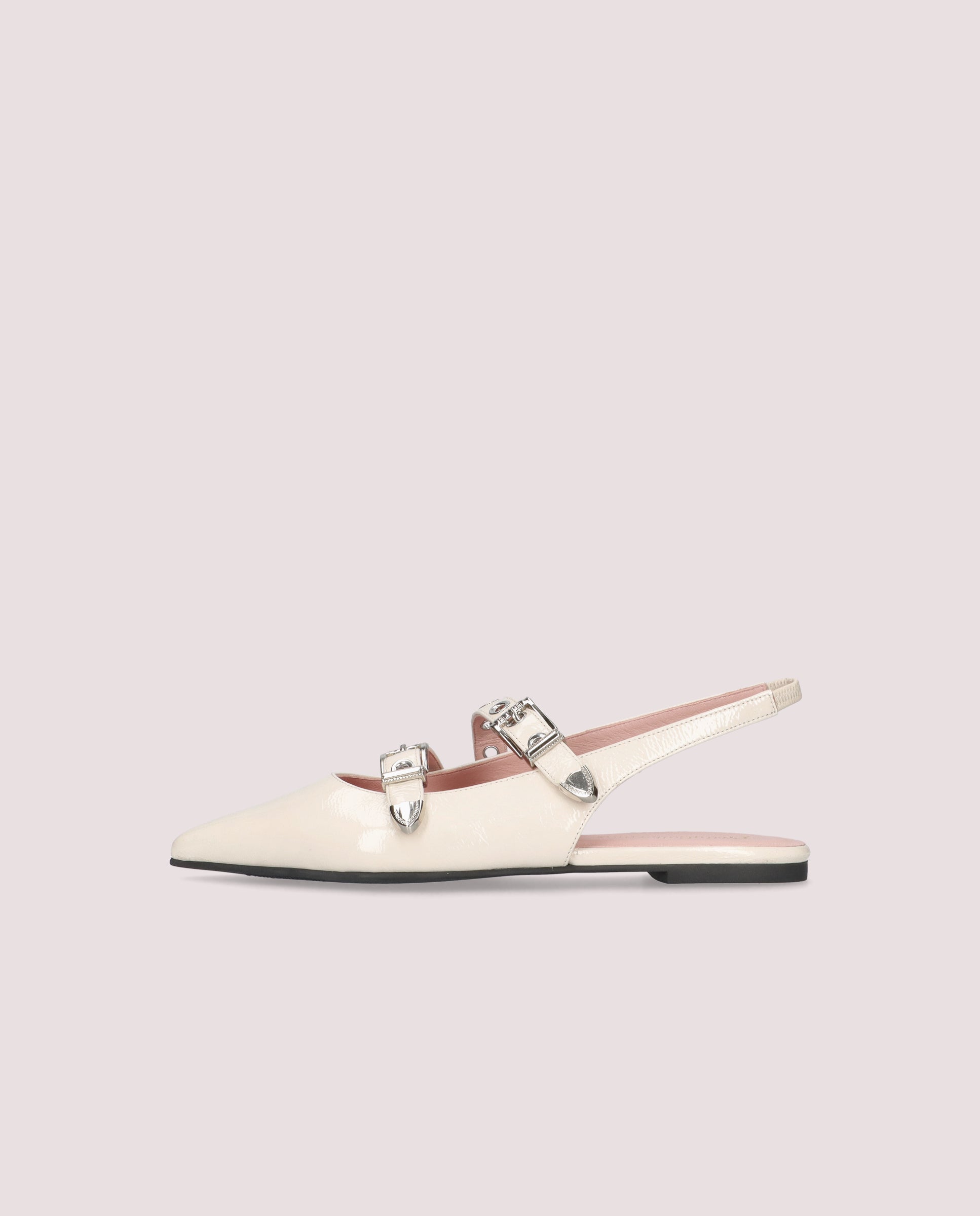 Ella Patent Leather Ballet Flats in WHITE