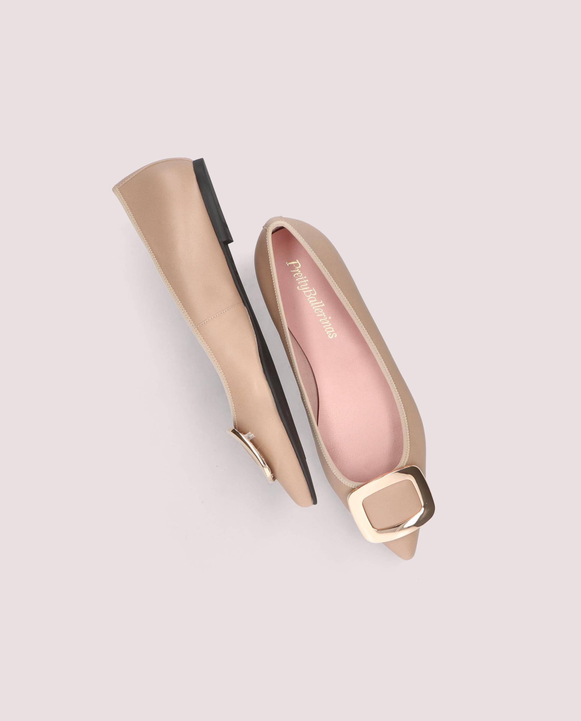 Ella ballerina in nude leather