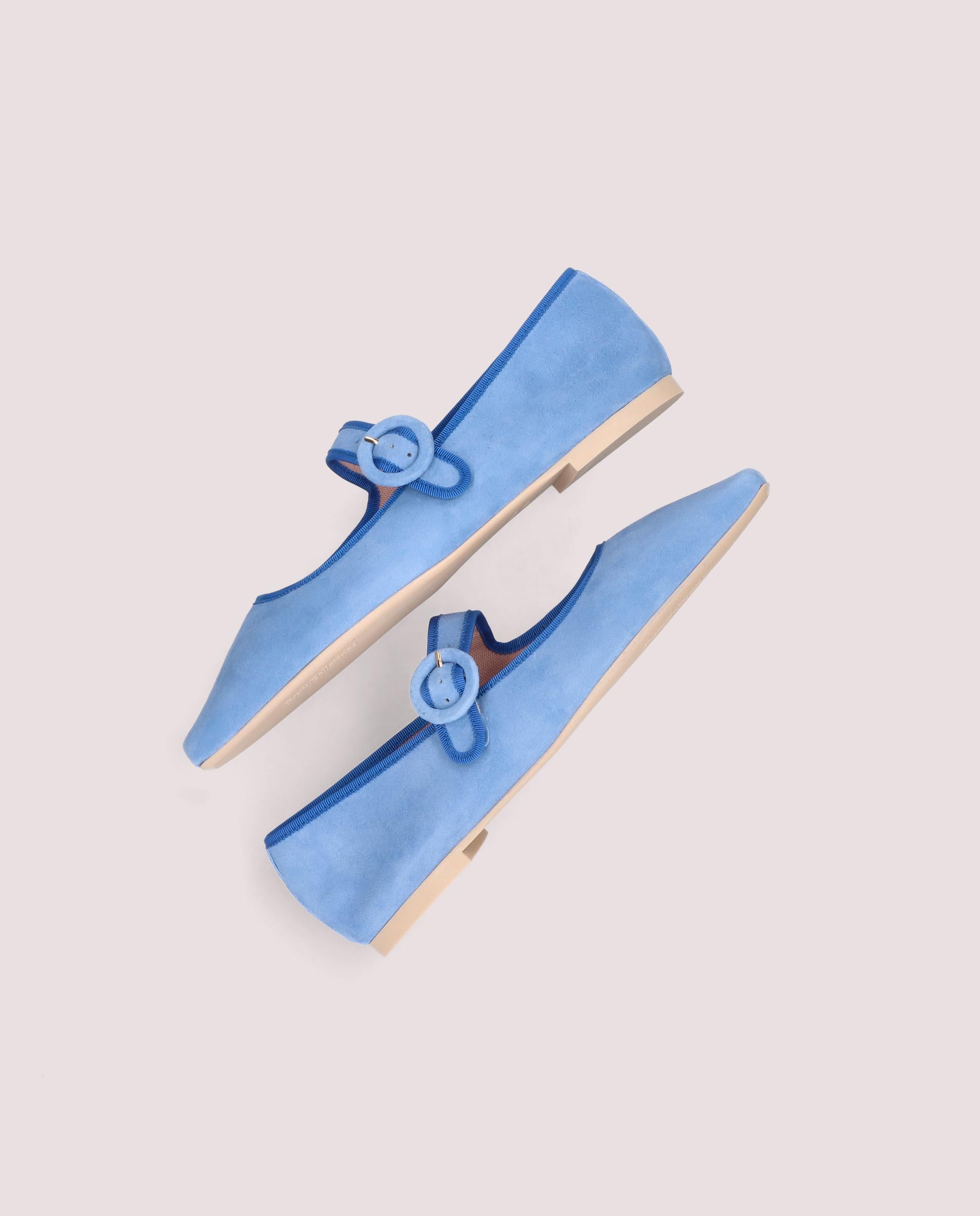 Camile ballerina in soft blue suede