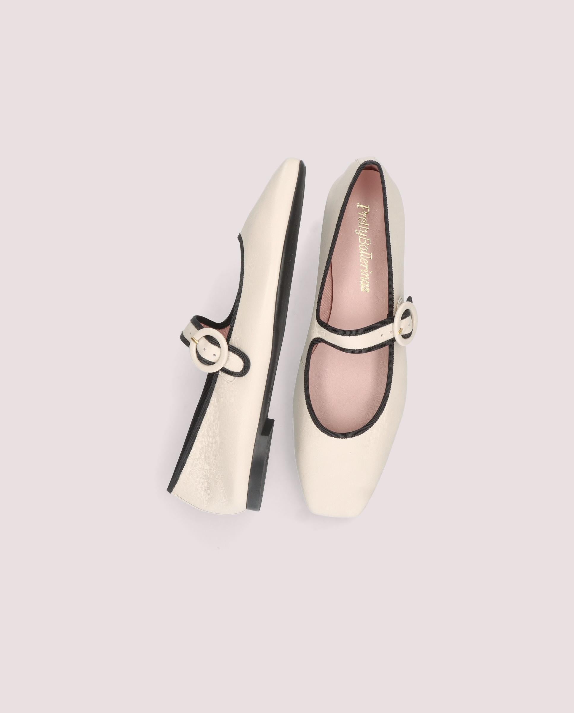 Camille ballerina in soft ivory leather