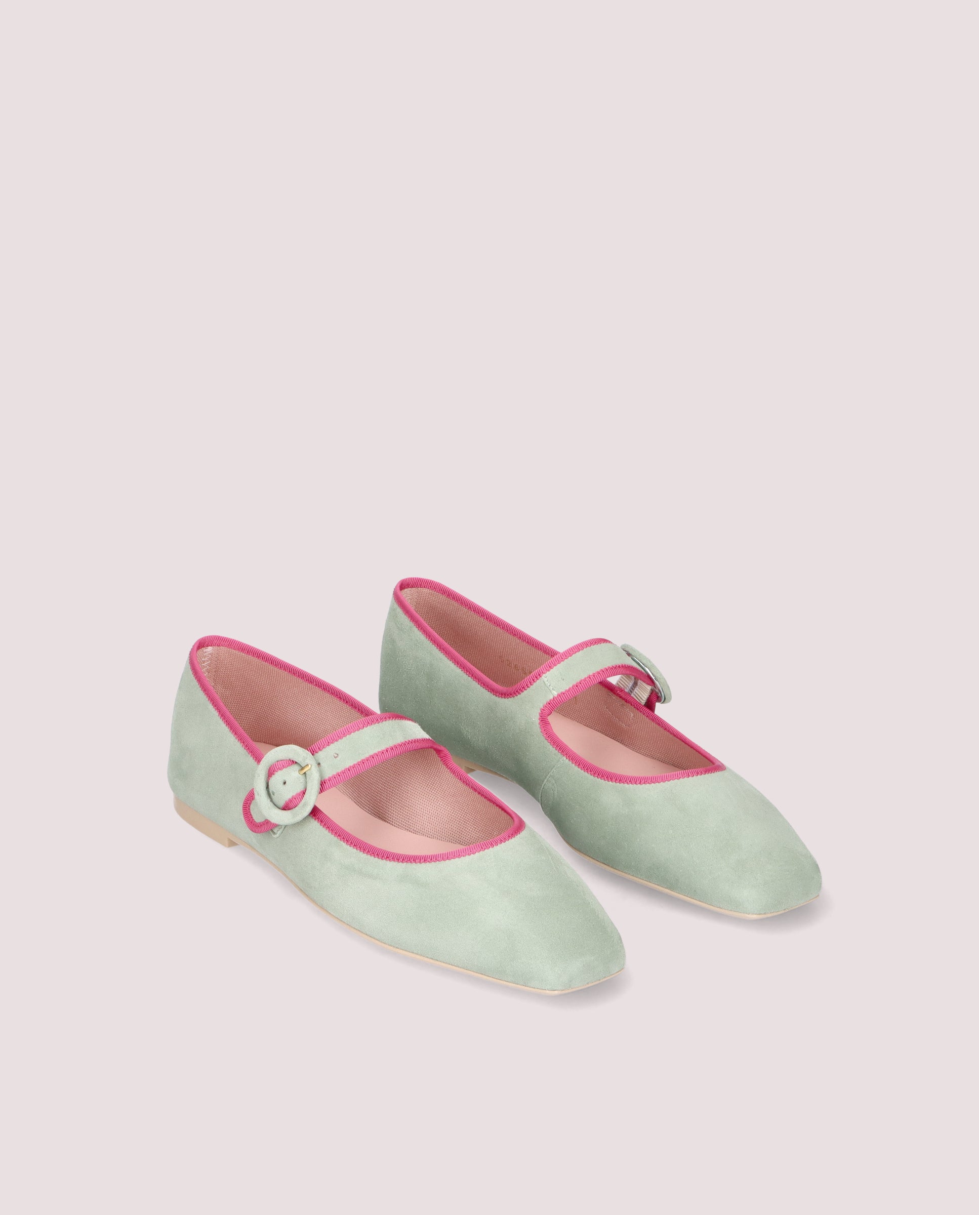 Camille ballerina in mint green suede