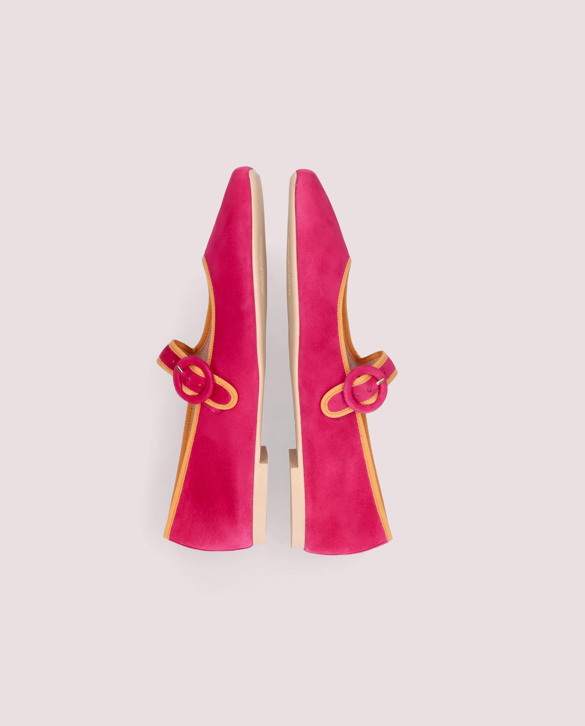 Camille ballerina in hot pink suede
