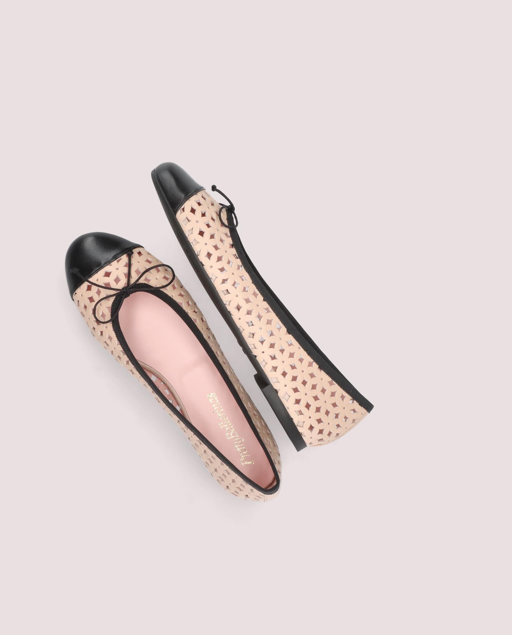Nicole ballerina in nude perforated leather