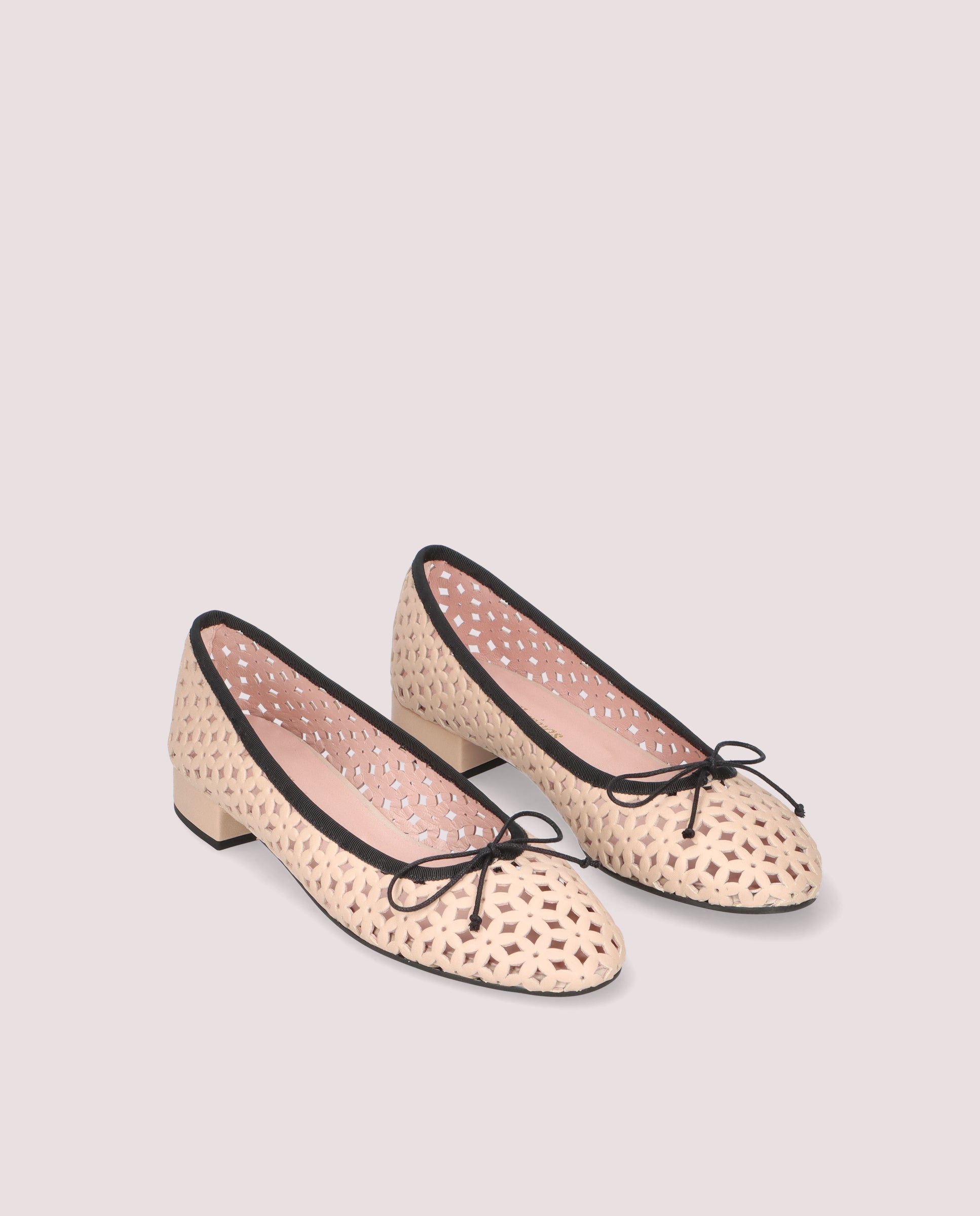 Image of Gretschen ballerina in nude perforated leather by PrettyBallerinas