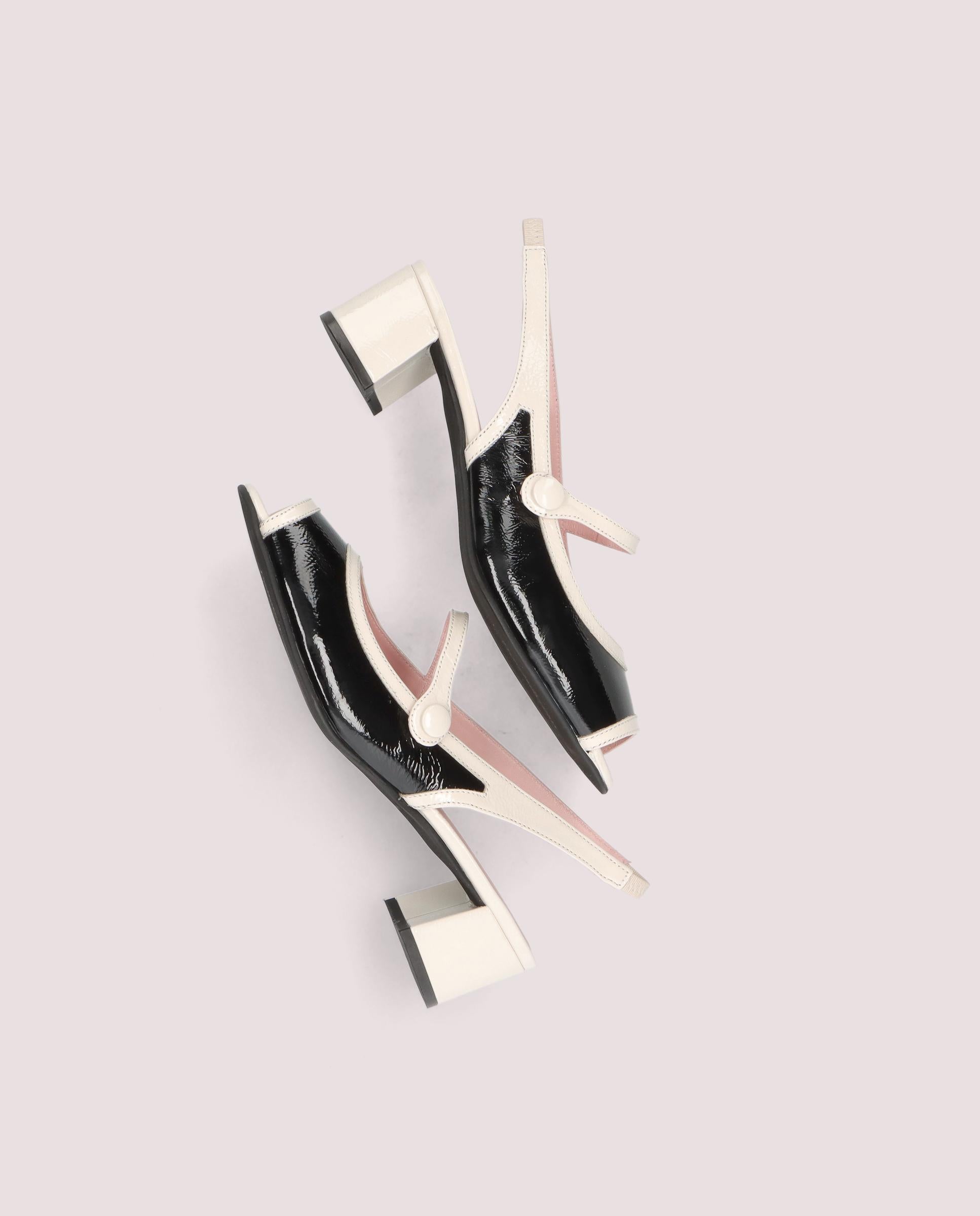Jenna Peep-toe in ivory patent leather
