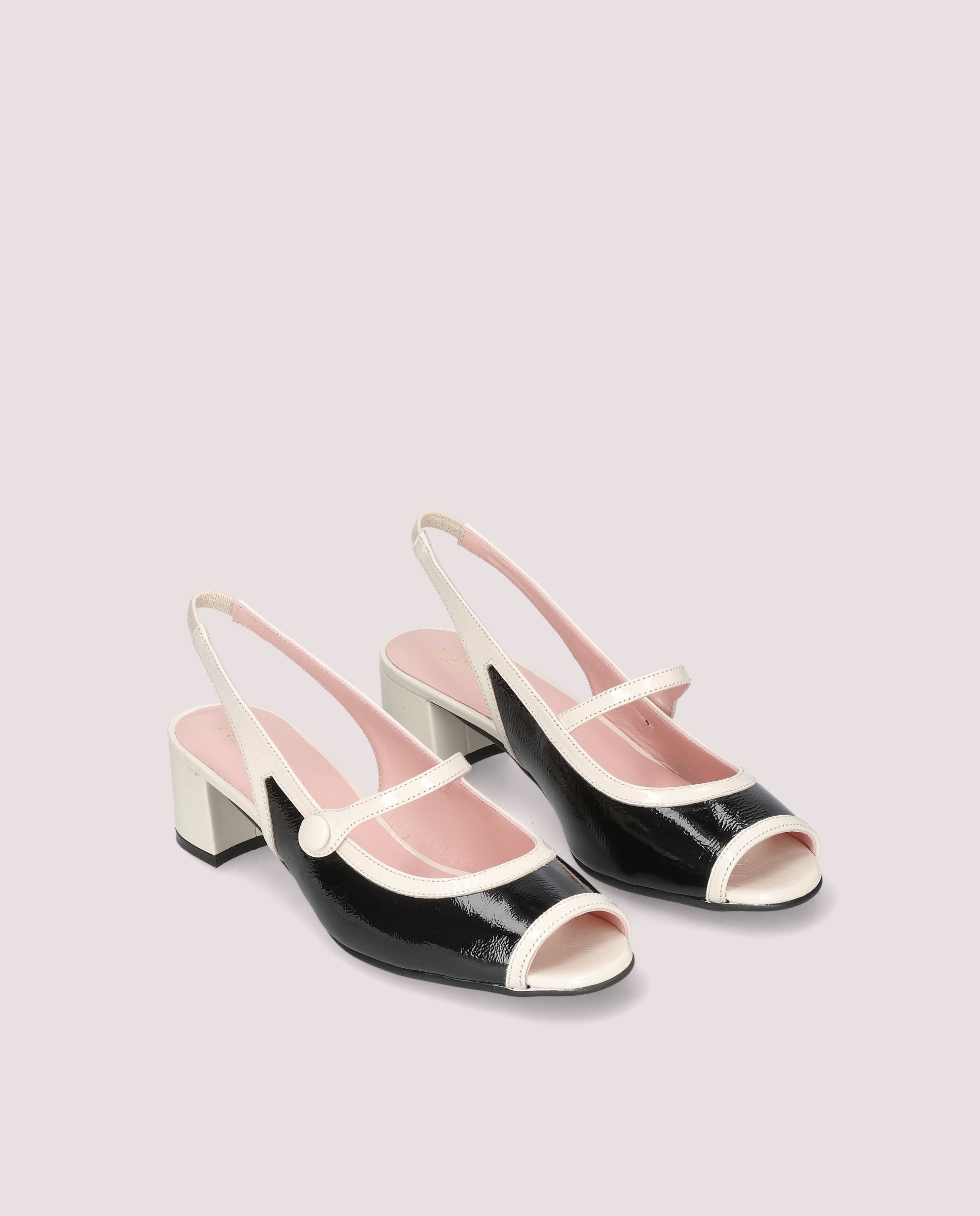 Image of Jenna Peep-toe in ivory patent leather by PrettyBallerinas
