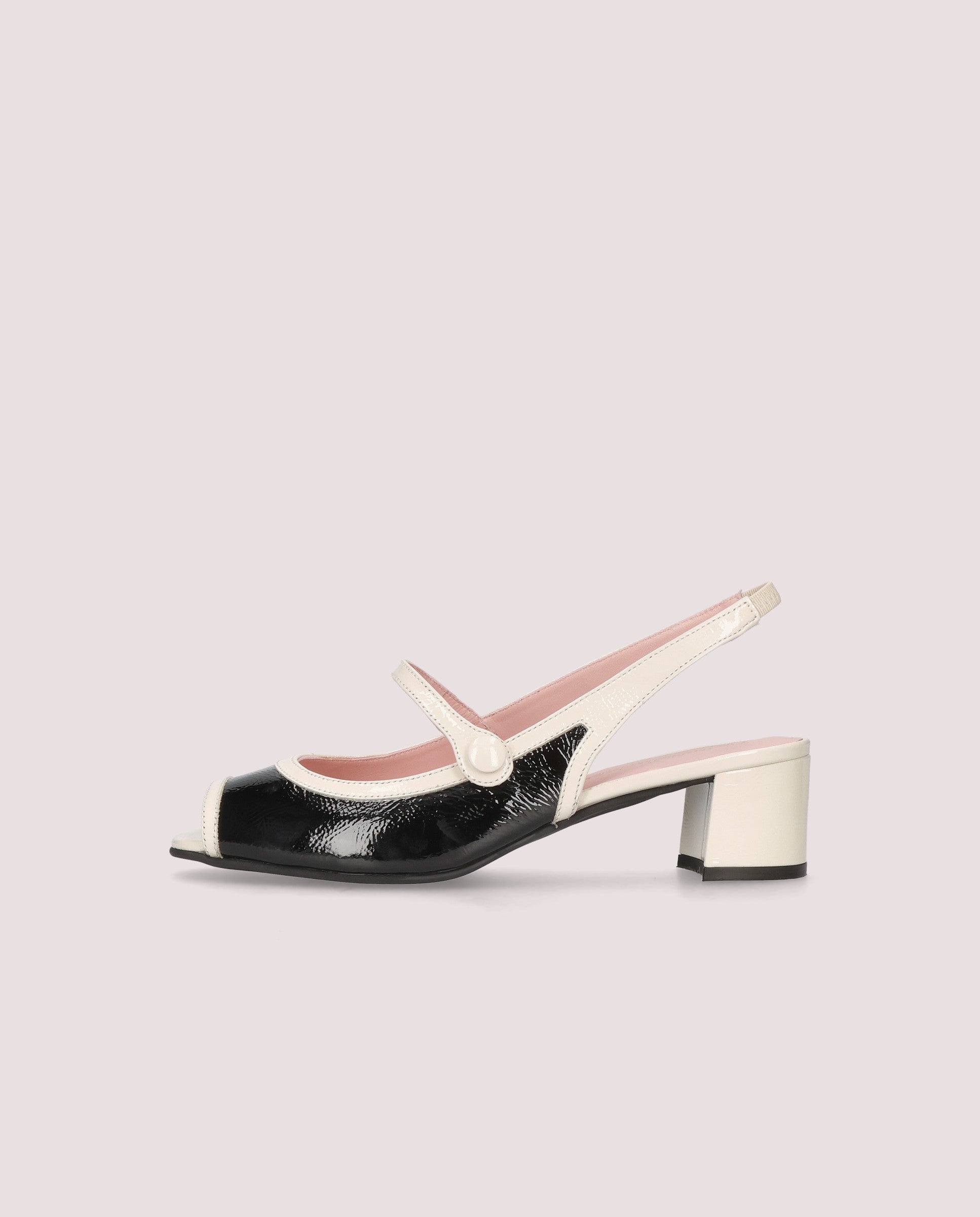 Jenna Peep-toe in ivory patent leather