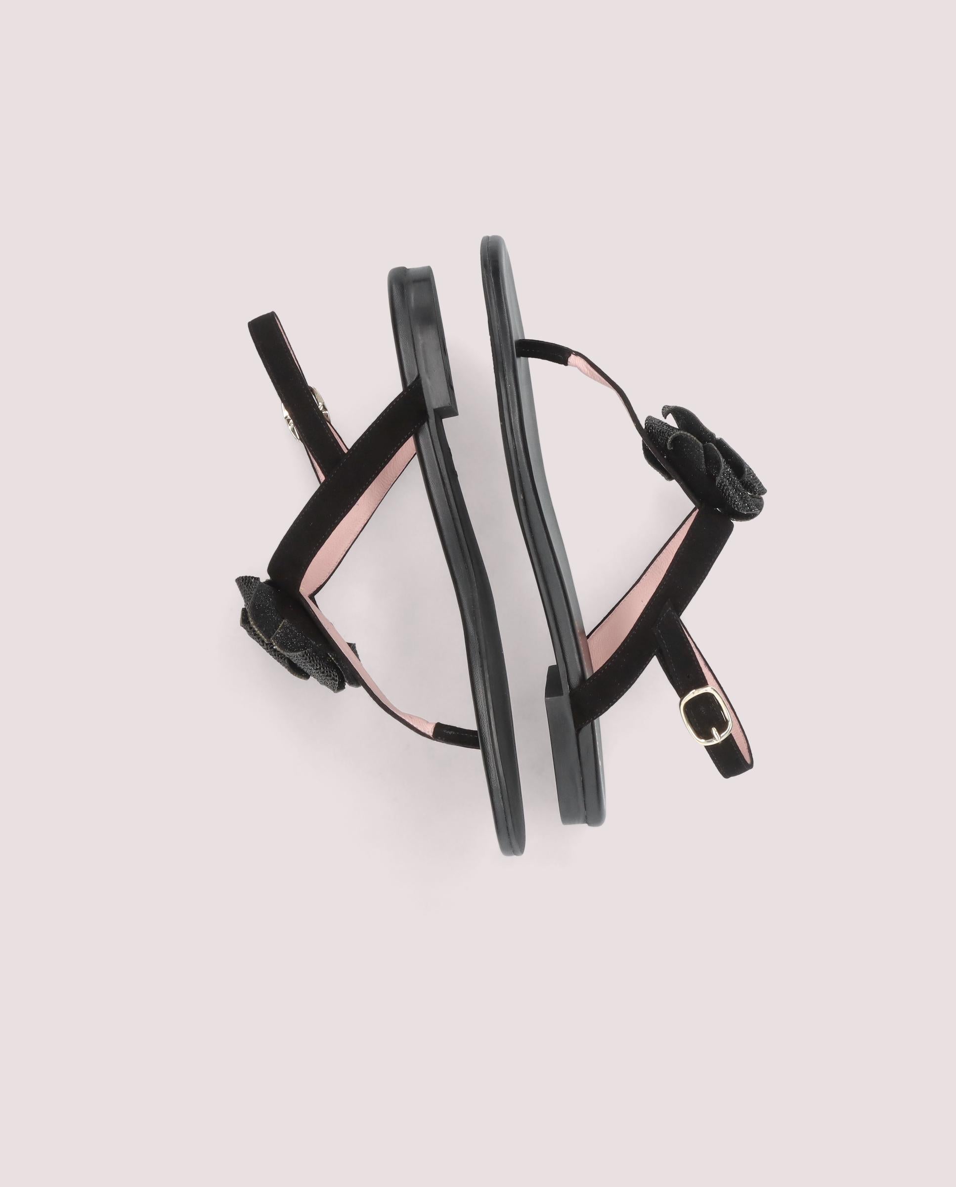 Judy sandal in black suede and leather