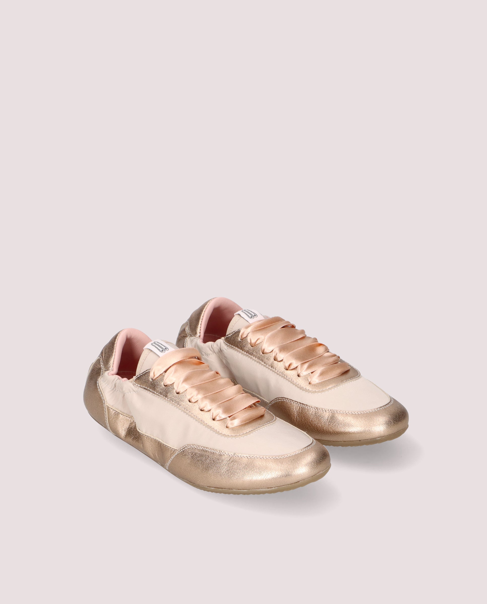 Image of Blue Sneaker in soft nude leather and nylon by PrettyBallerinas