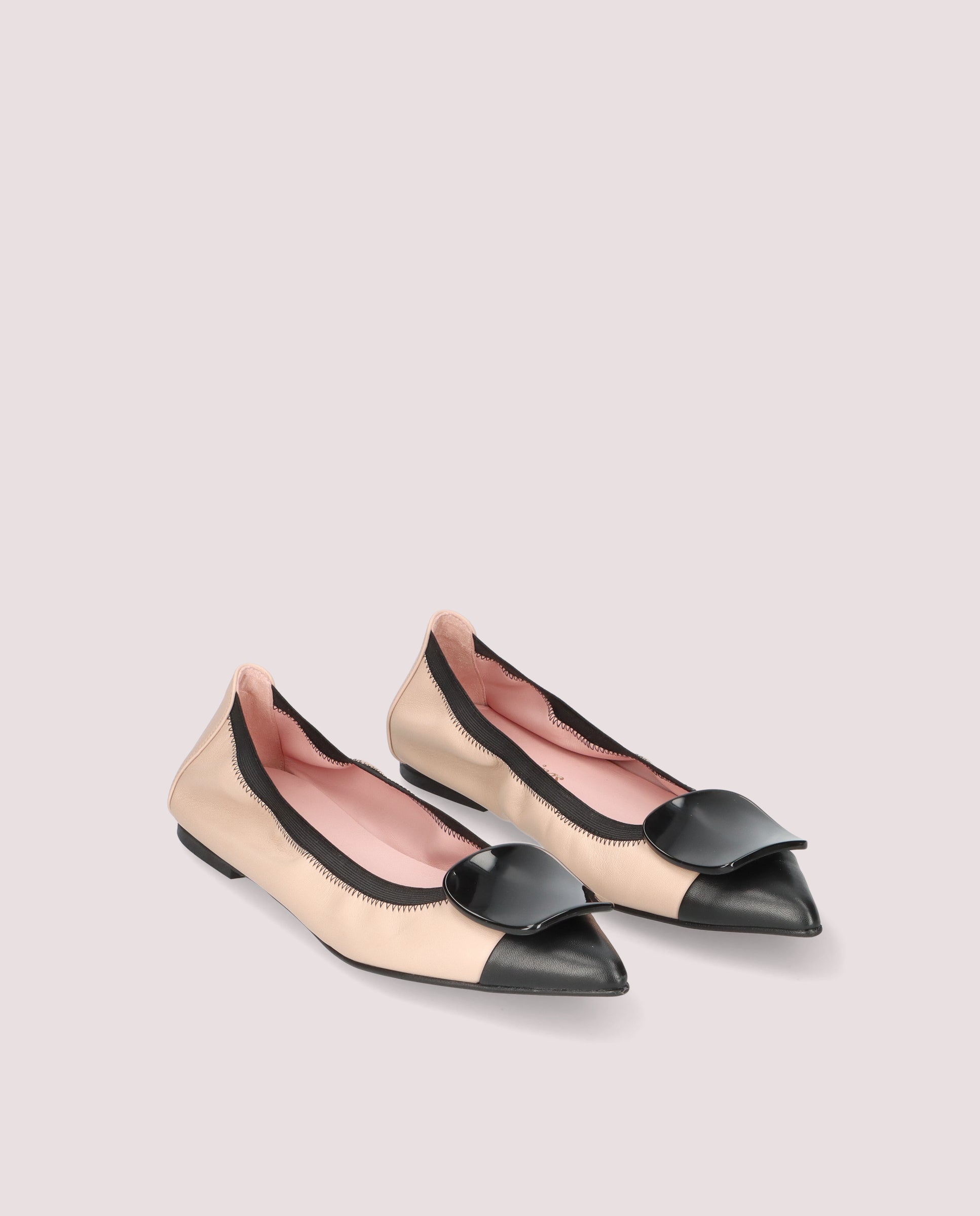 Image of Paris ballerina in soft nude and black leather by PrettyBallerinas