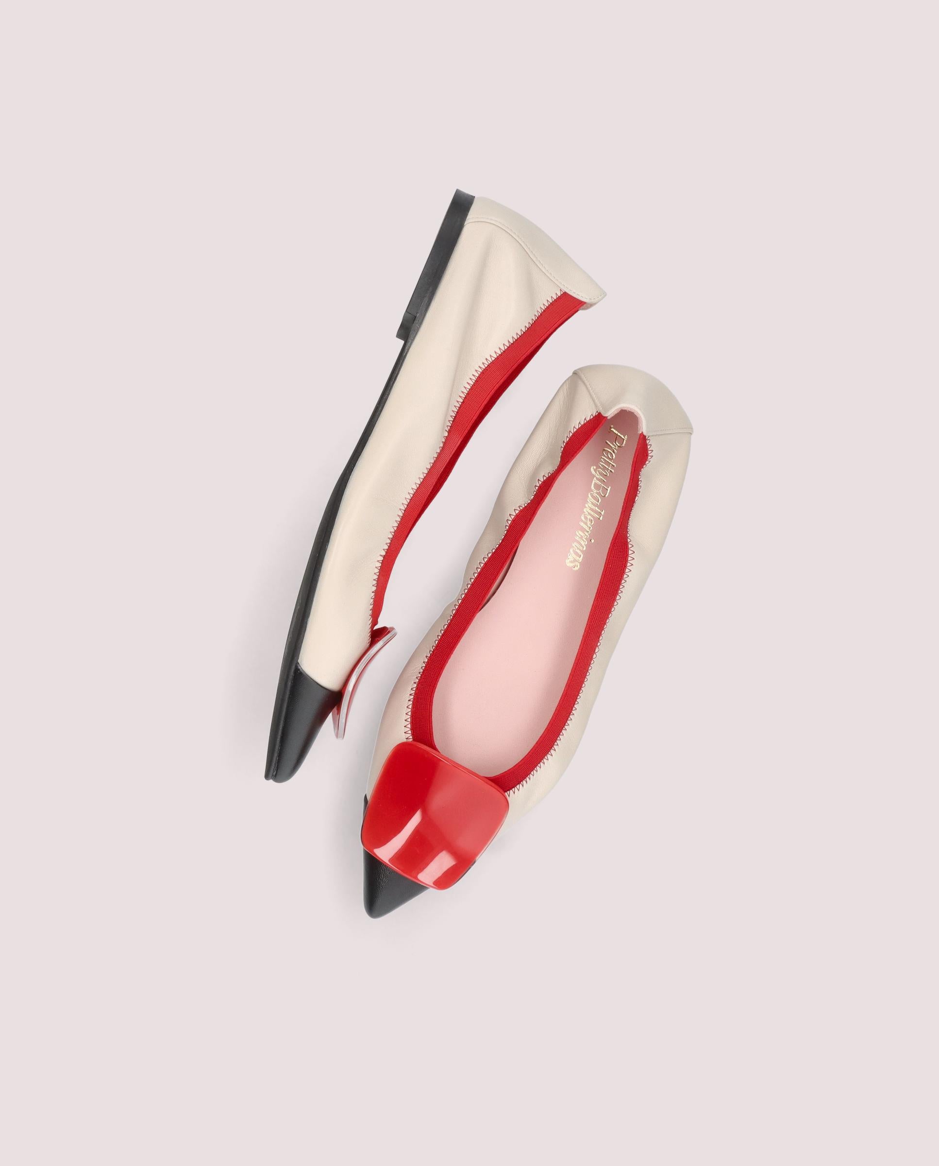 Paris ballerina in soft ivory leather