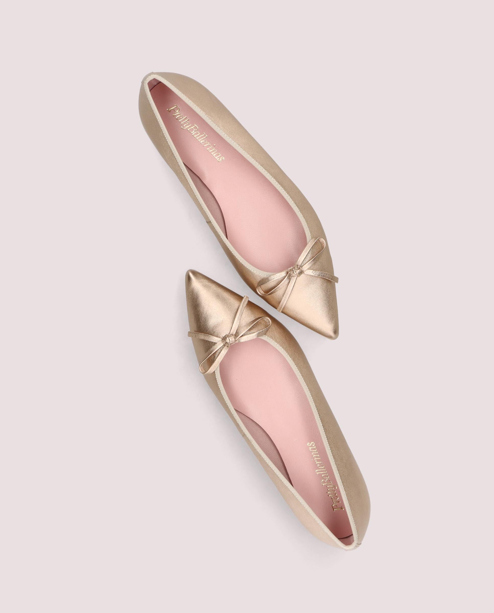 Paris ballerina in nude metallic leather
