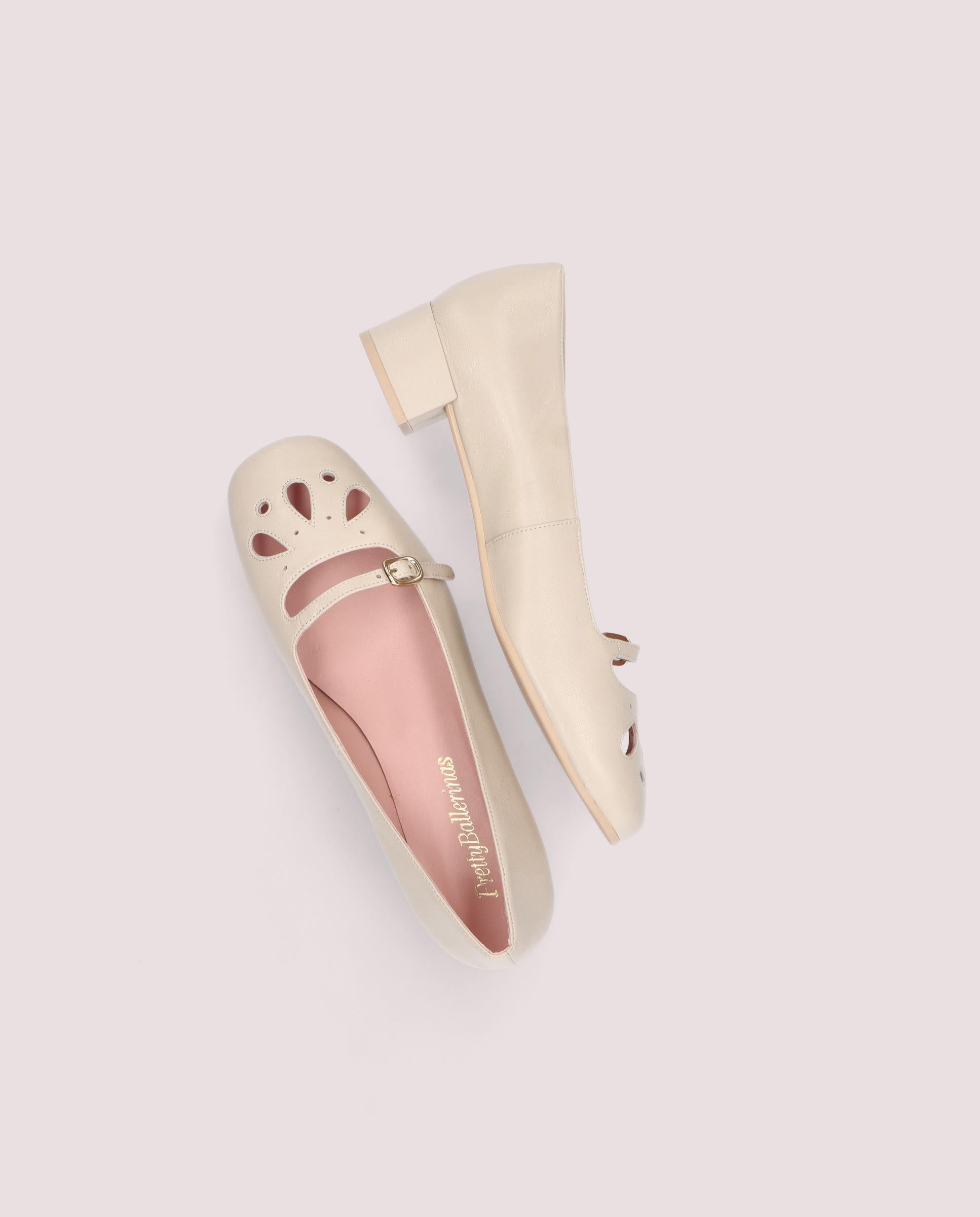 Odette ballerina in soft ivory leather