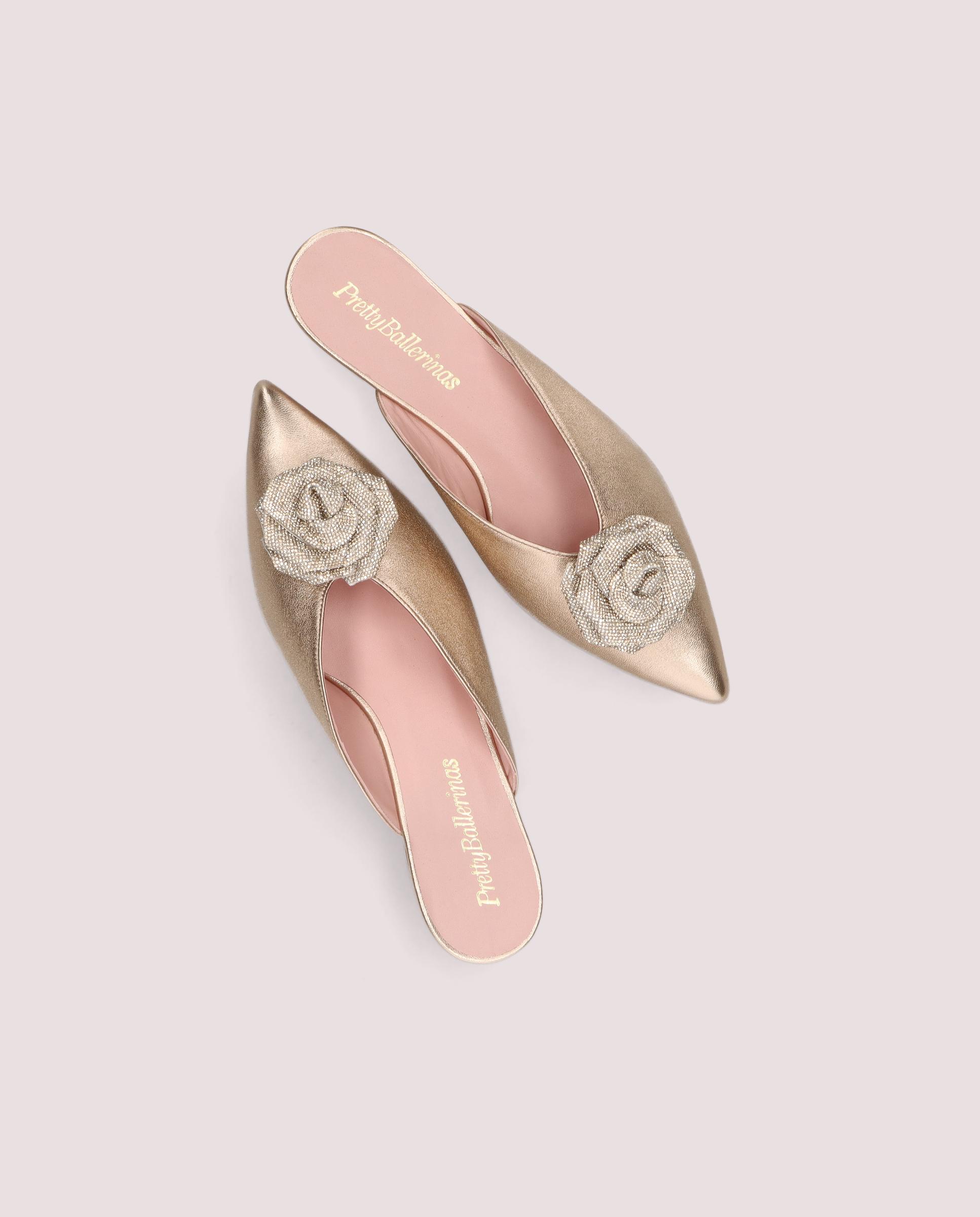 Clementine Mule in nudefarbenem Metallic-Leder