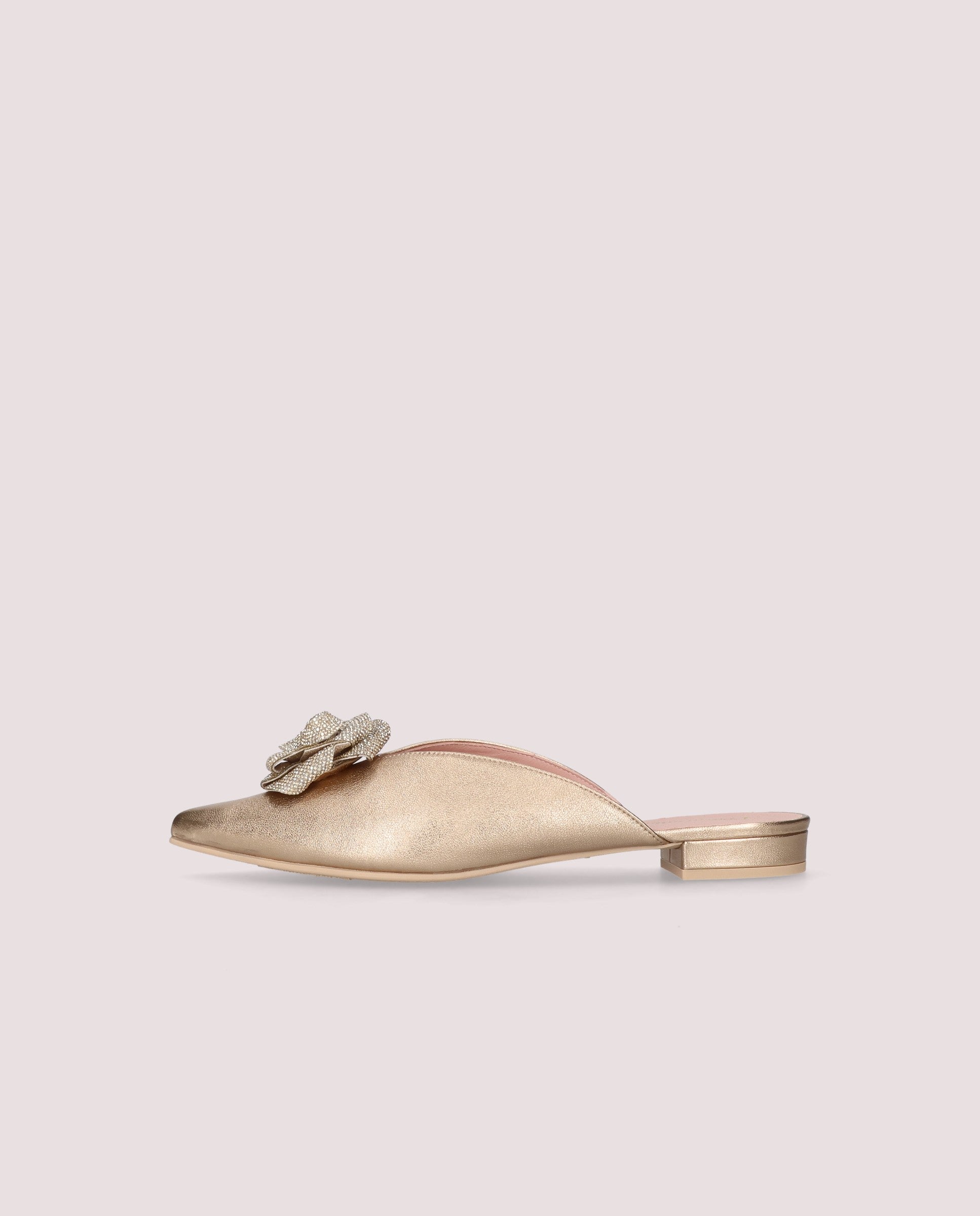 Clementine Mule in nudefarbenem Metallic-Leder