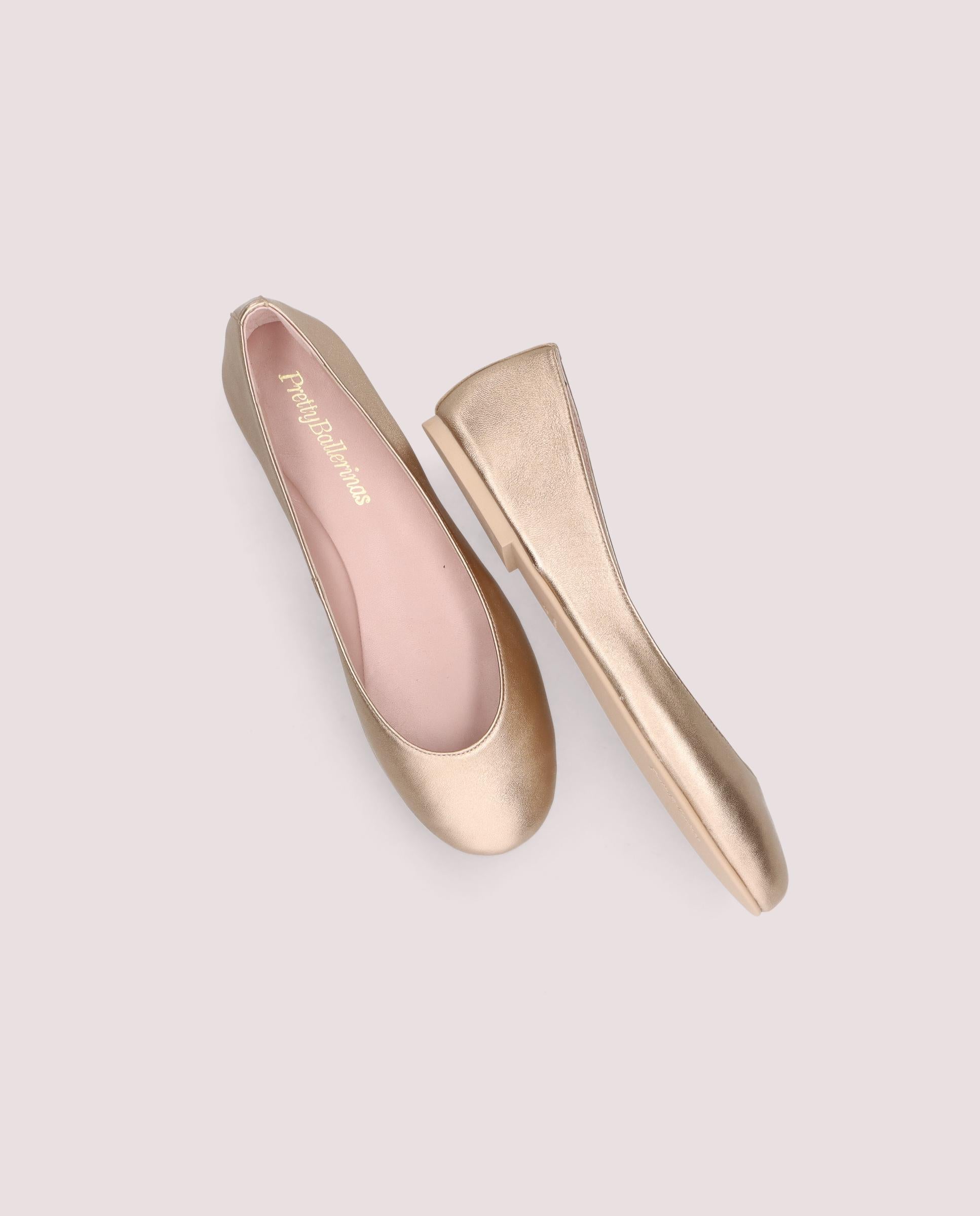 Rosario ballerina in nude metallic leather