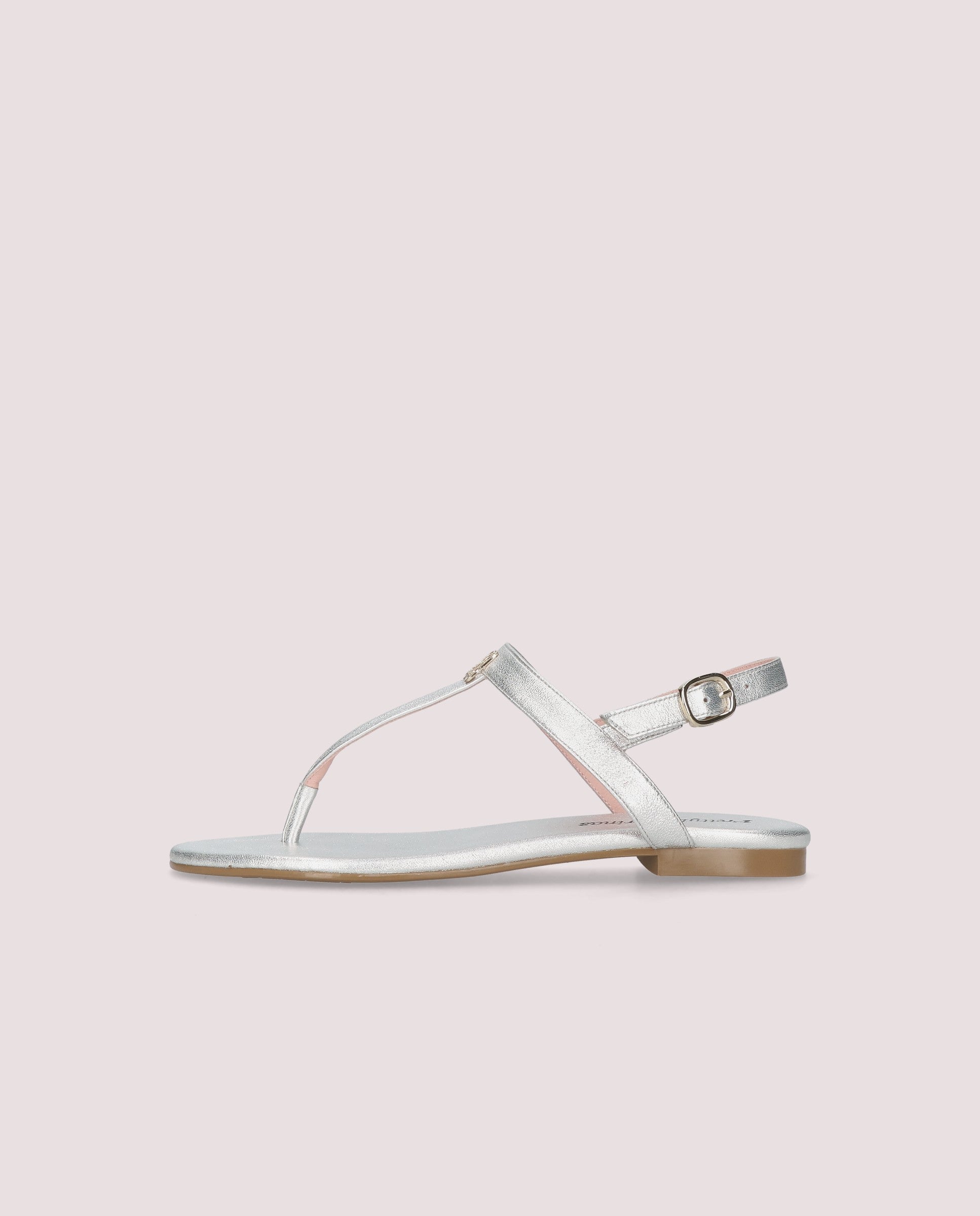 Judy sandal in silver metallic leather