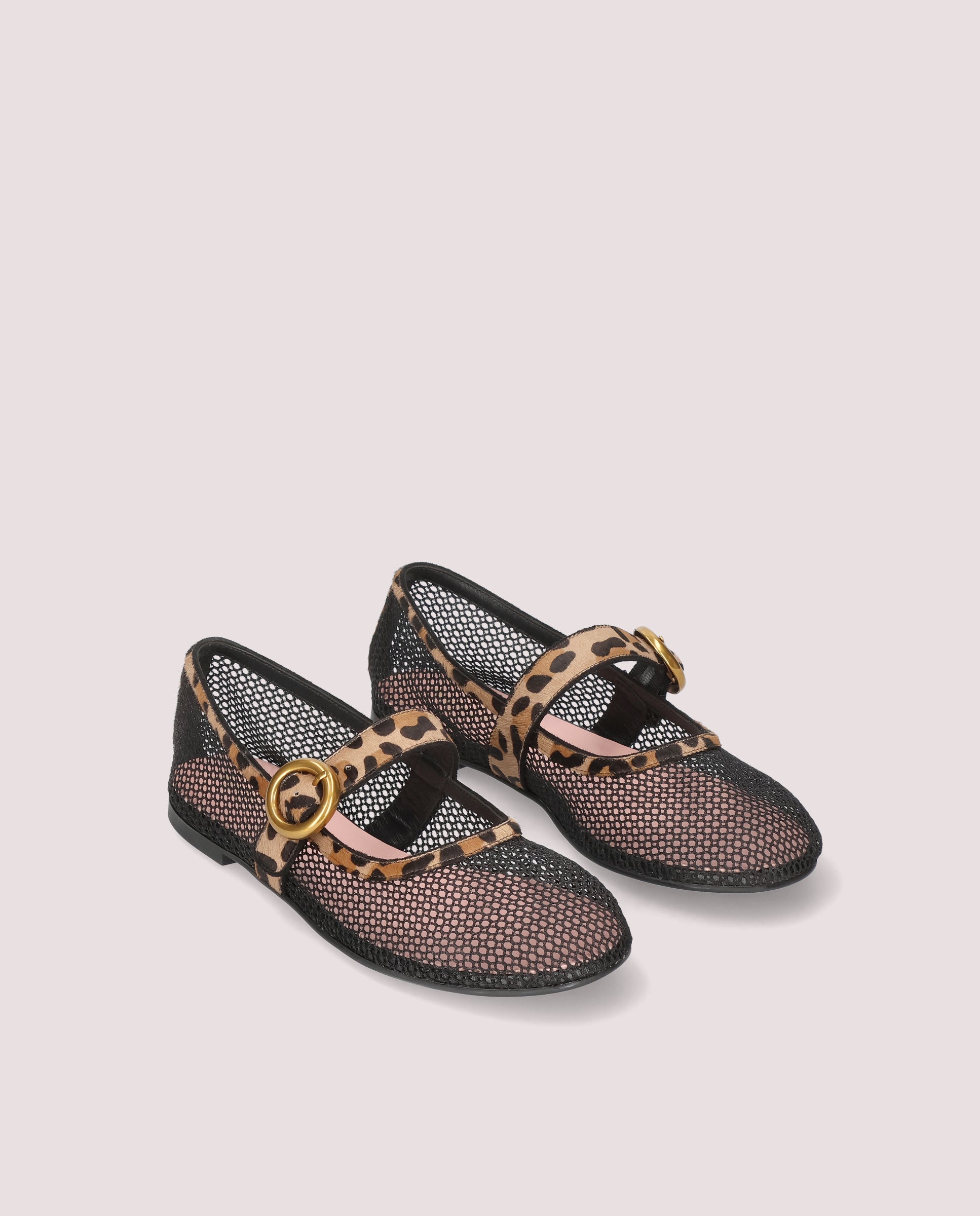 Pretty Ballerinas メッシュレオパードリボンシューズ Ballerina Georgia in mesh and leopard print