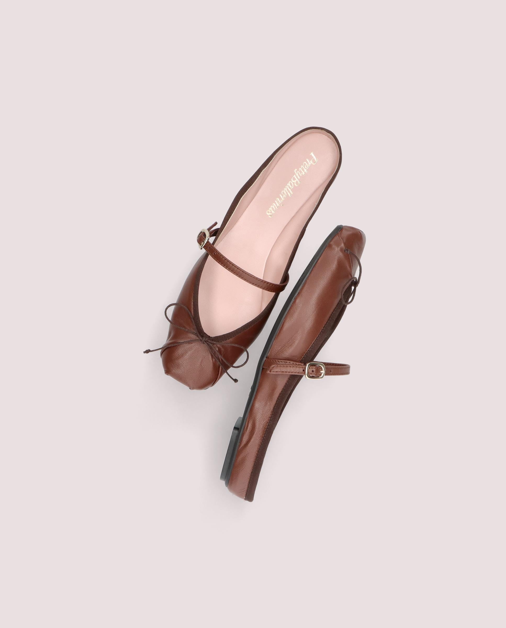 Kristen mules in brown leather