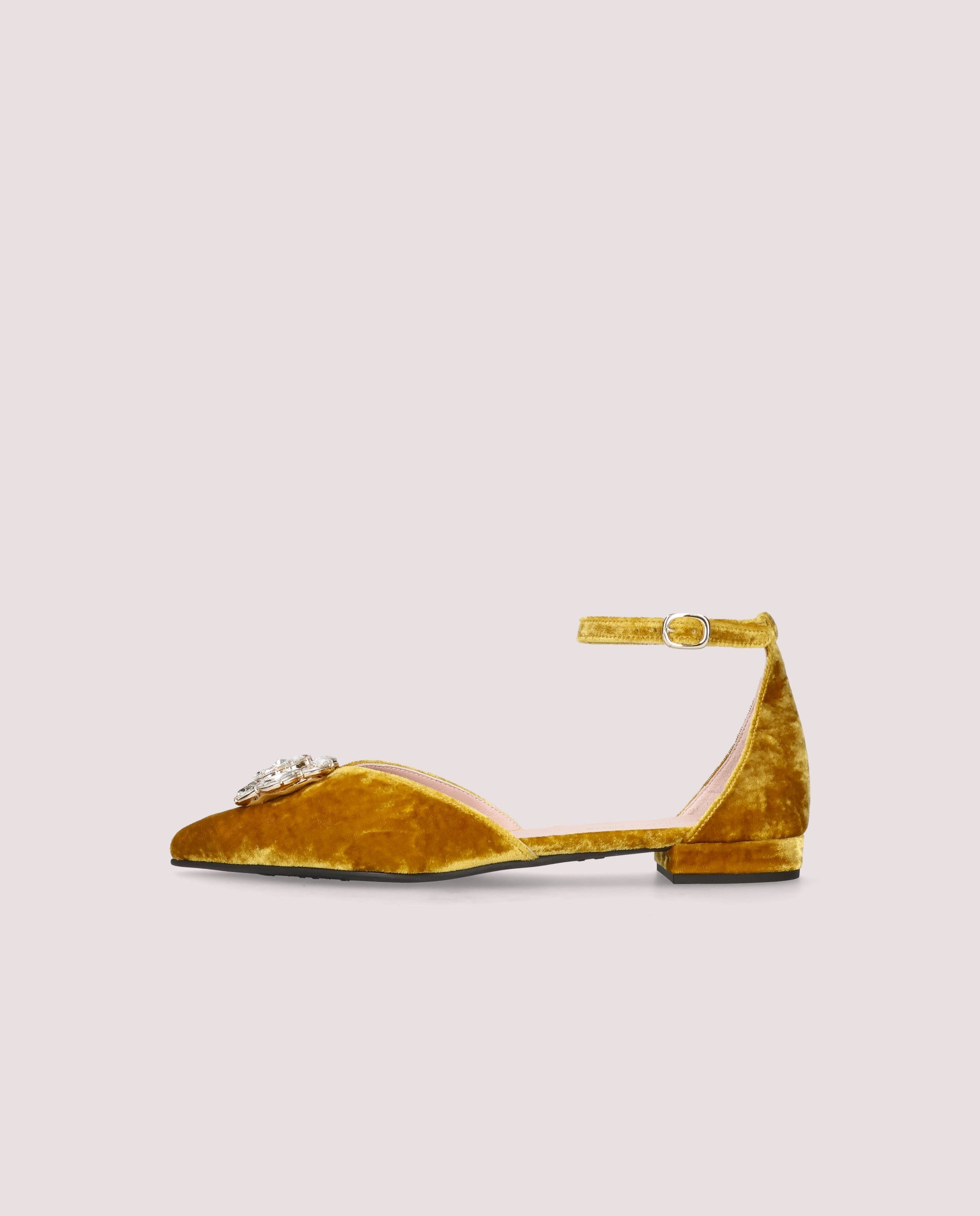 Clementine ballerina in ochre velvet