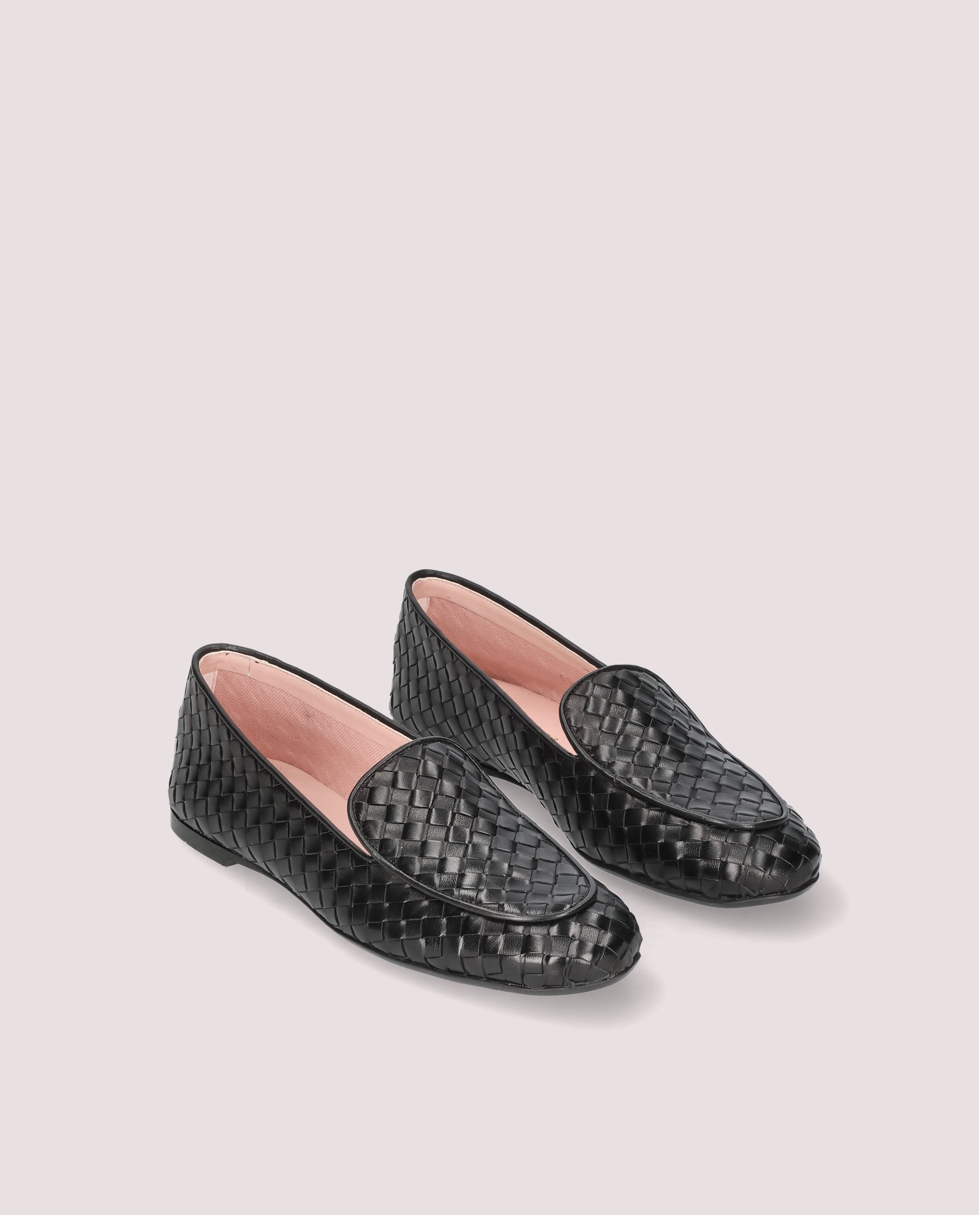 Image of Faye loafer in black woven leather by PrettyBallerinas