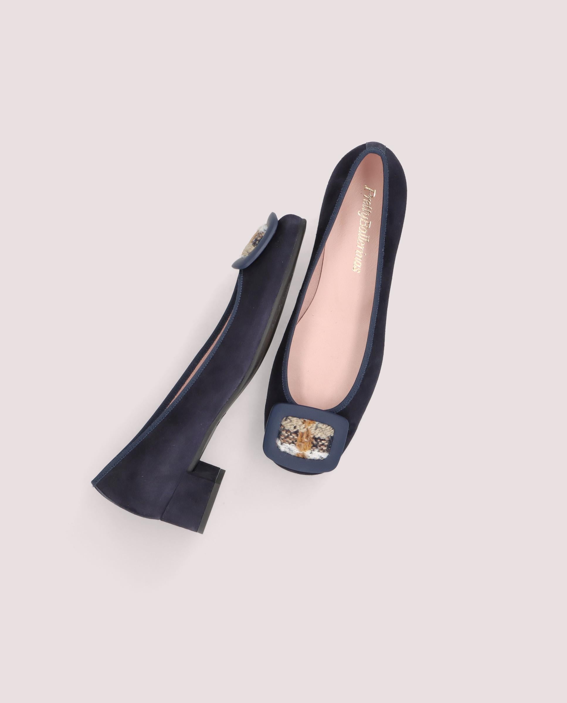 Odette ballerina in navy blue suede