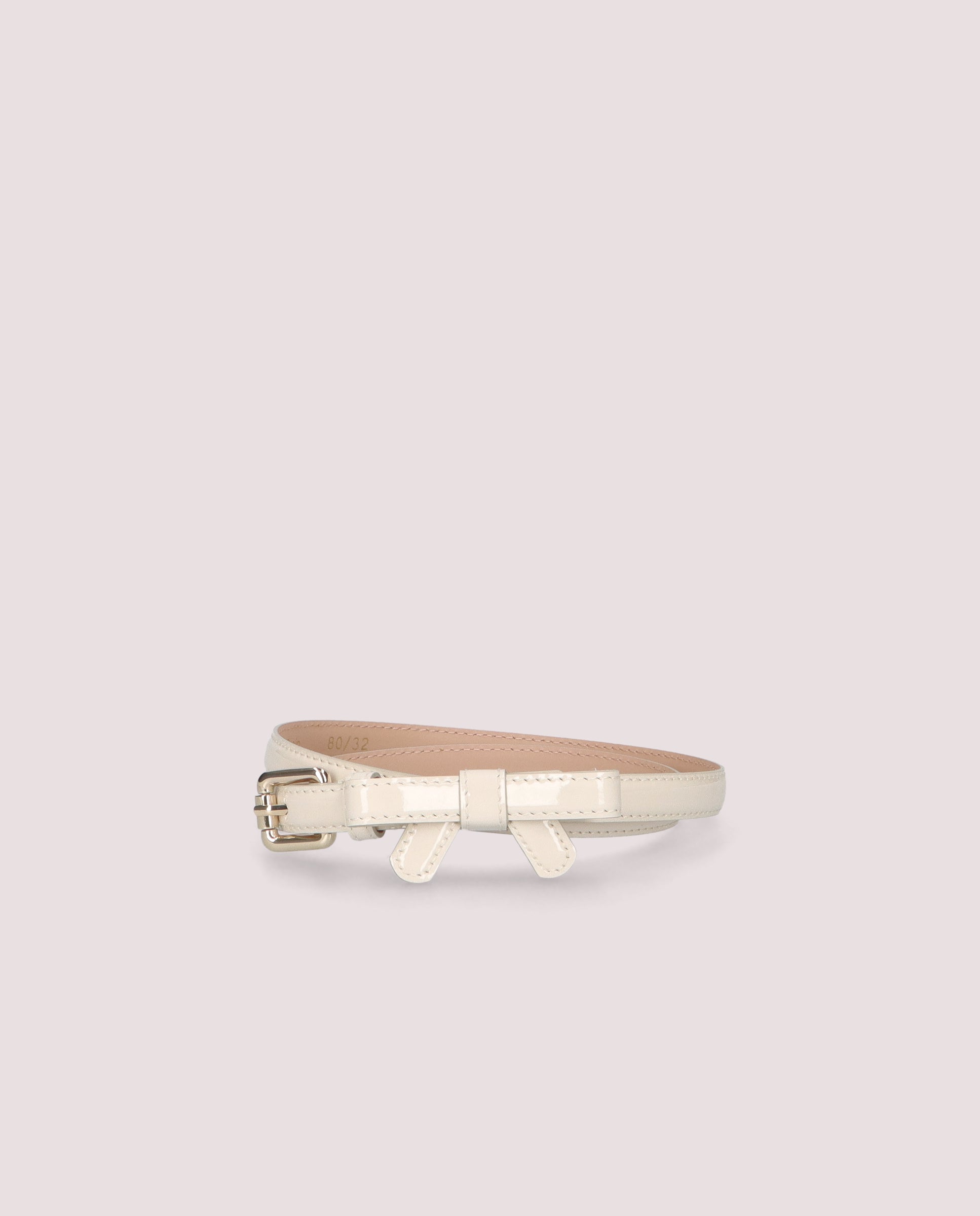Ivory patent leather belt