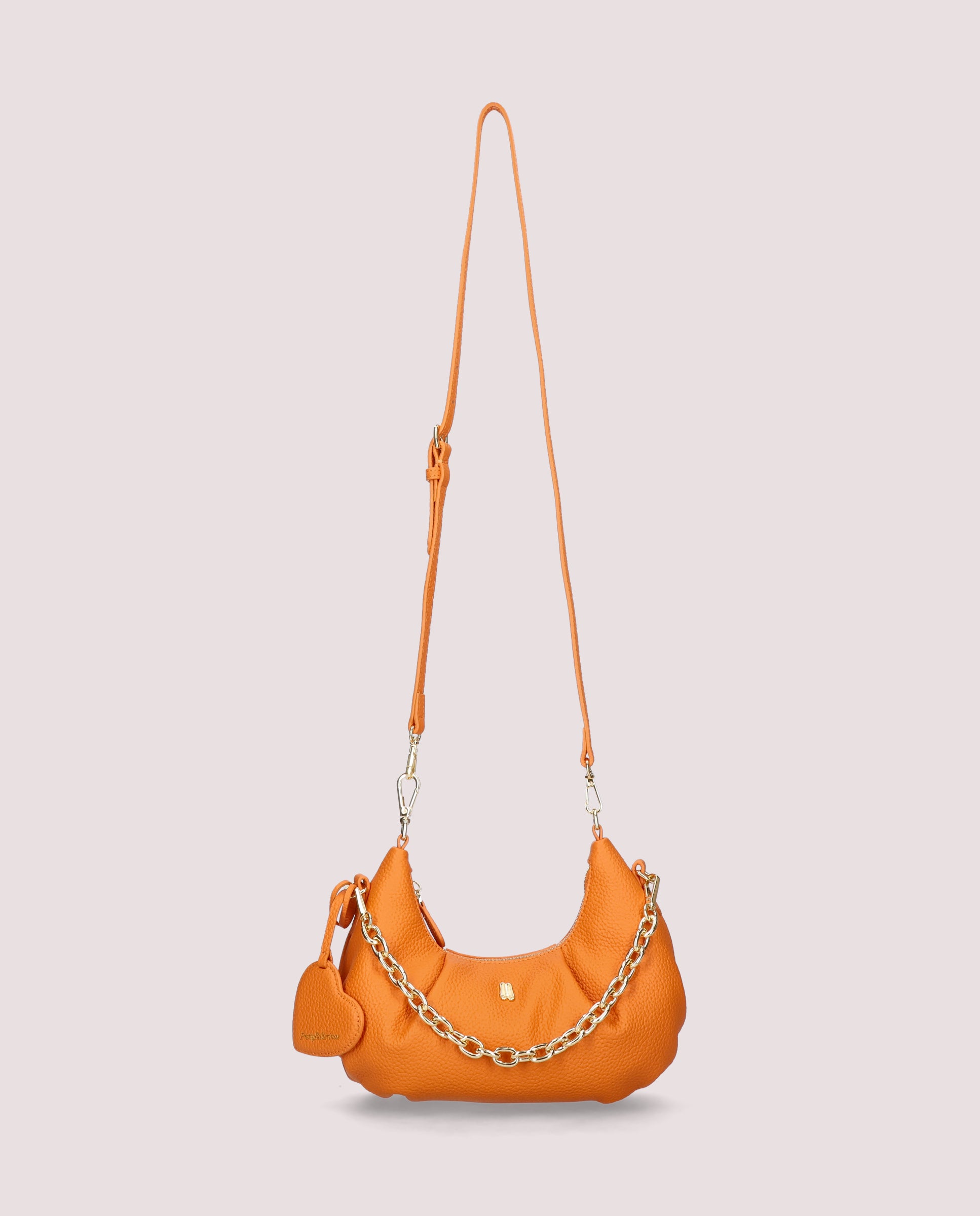 Mini ballerina bag in orange leather