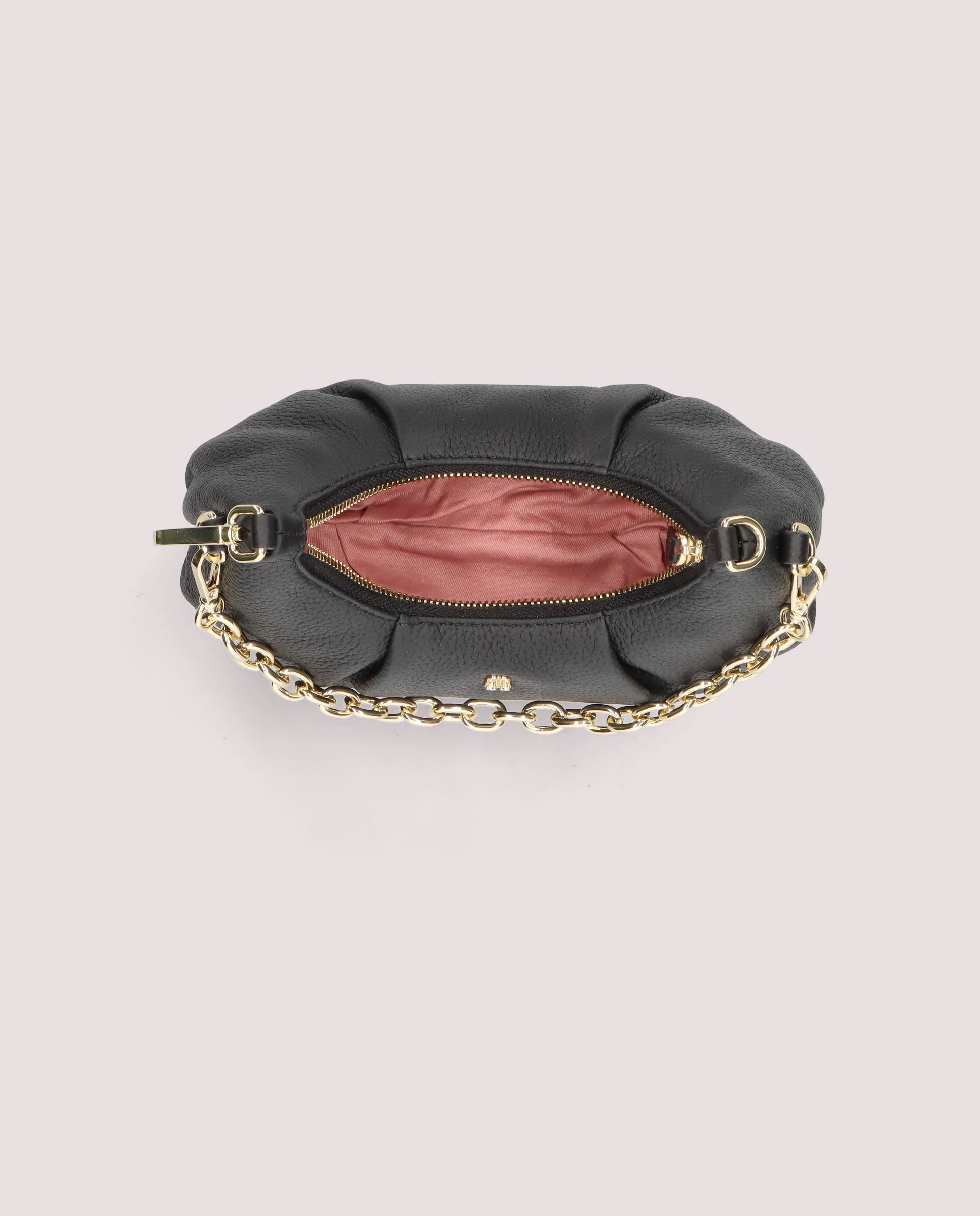 Mini ballerina tasche in schwarzem leder