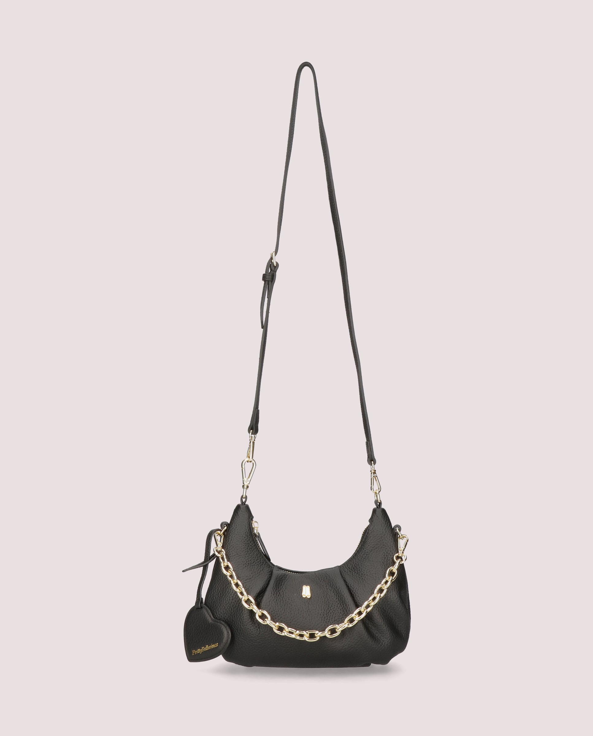 Mini ballerina tasche in schwarzem leder