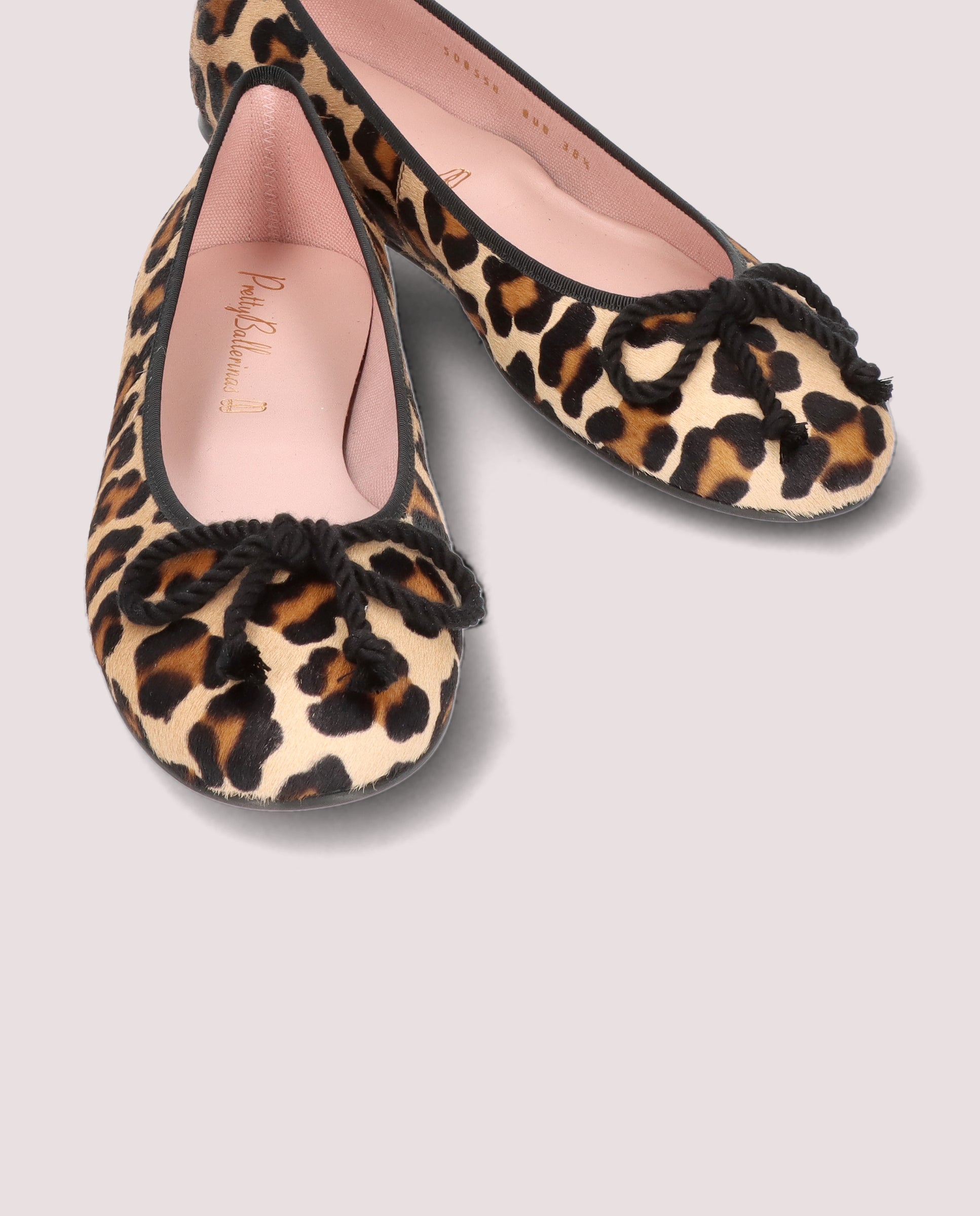 Pretty Ballerinas メッシュレオパードリボンシューズ Rosario ANIMAL PRINT PONY Ballet Flats