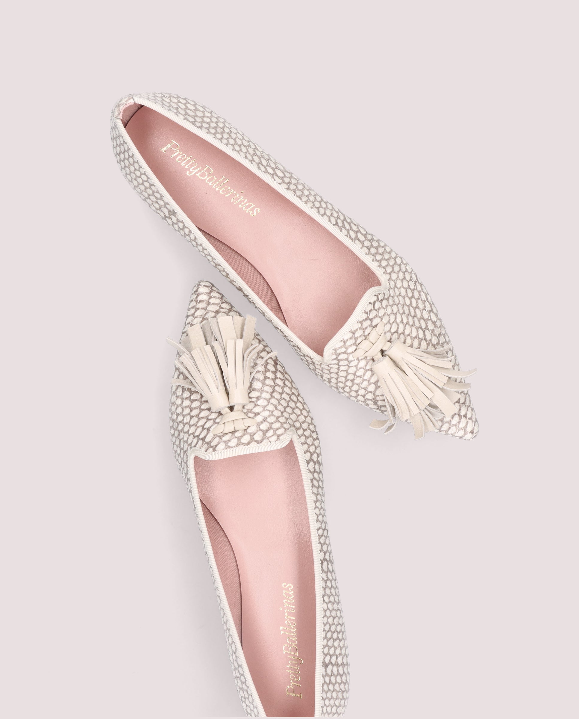 Mocassins de pele estampados Ella brancos