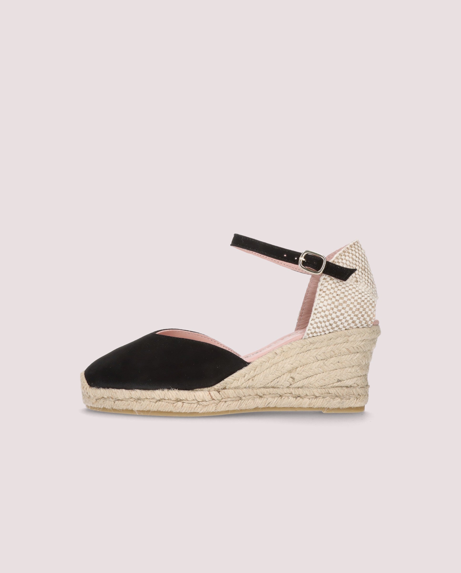 Deborah Esparto Espadrilles in Black Suede