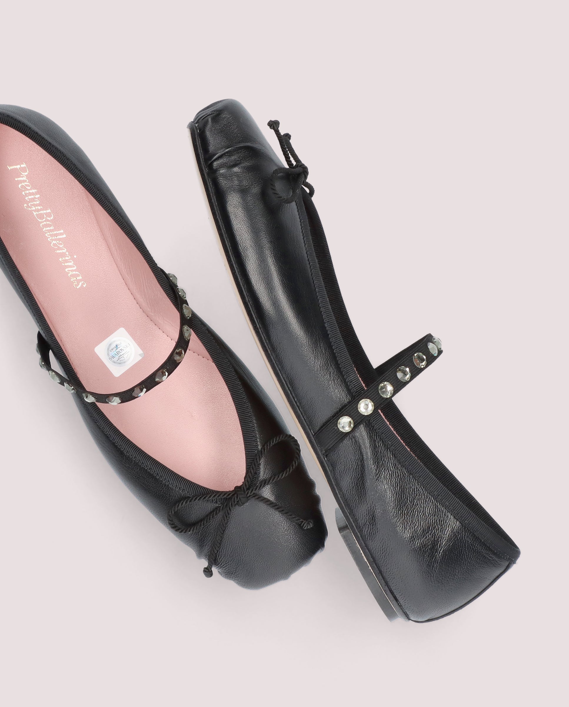 Kristen Black Leather Ballerinas