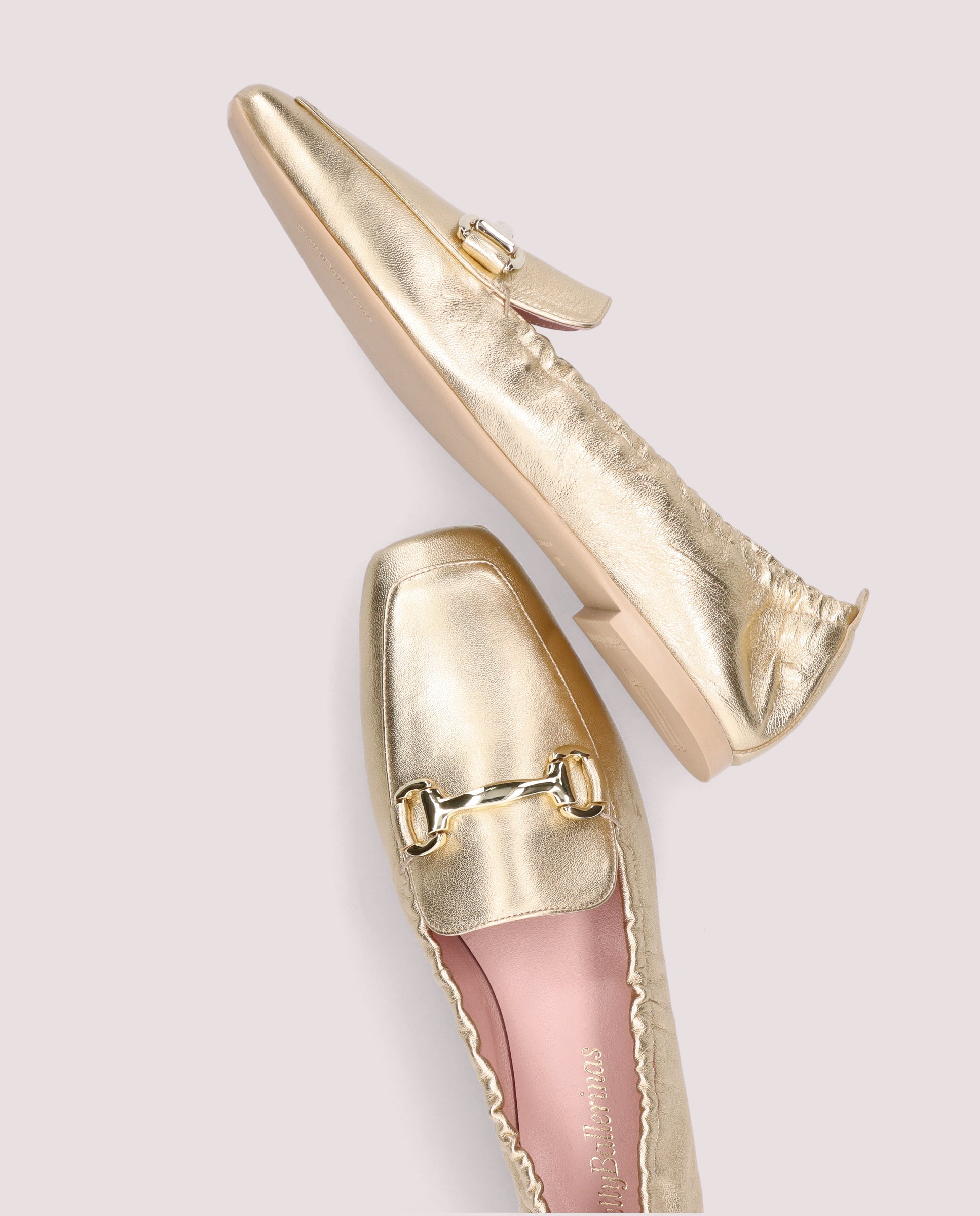 Mocassins Camille Gold em pele metalizada