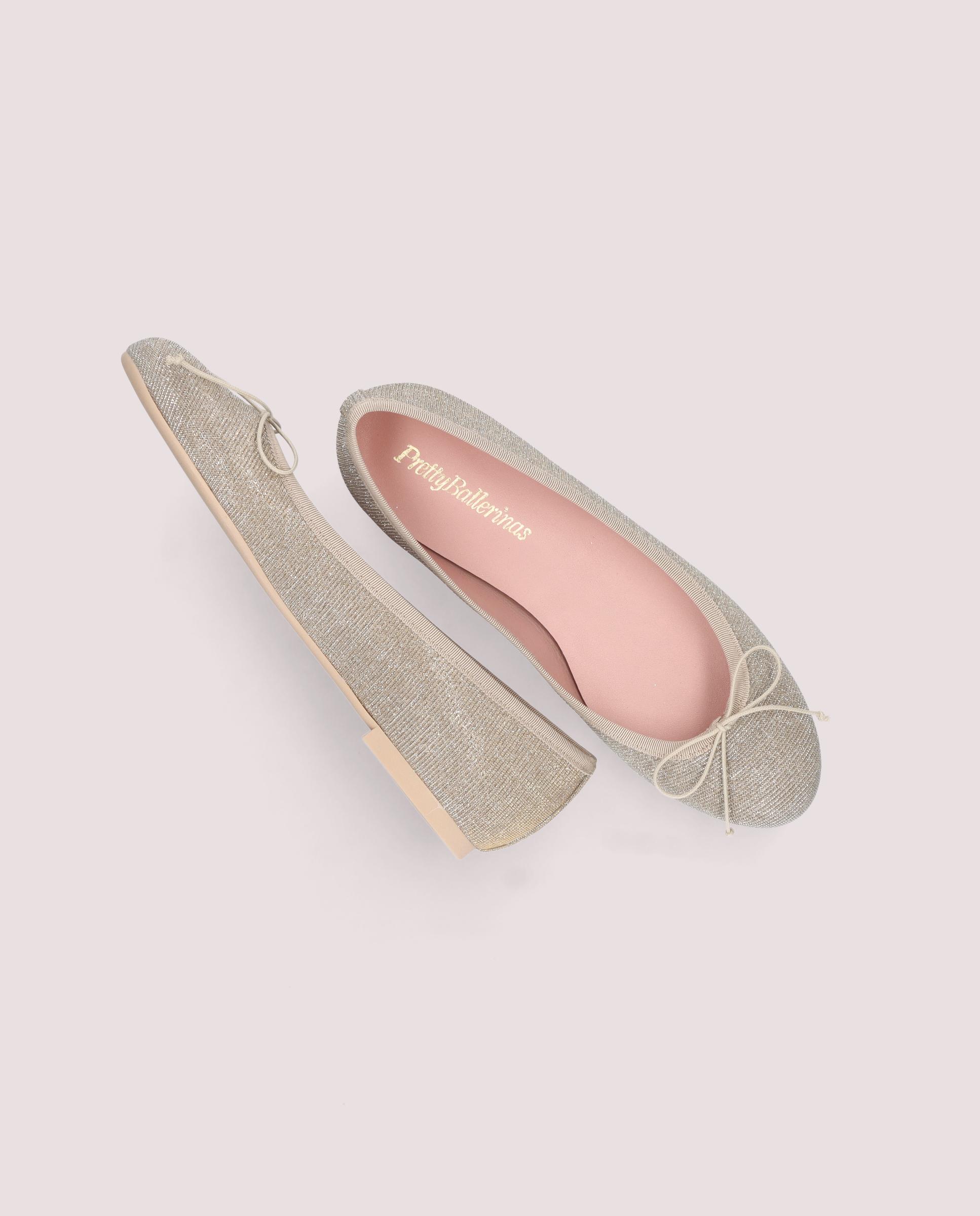 Ballerines en tissu métallisé argenté Nicole